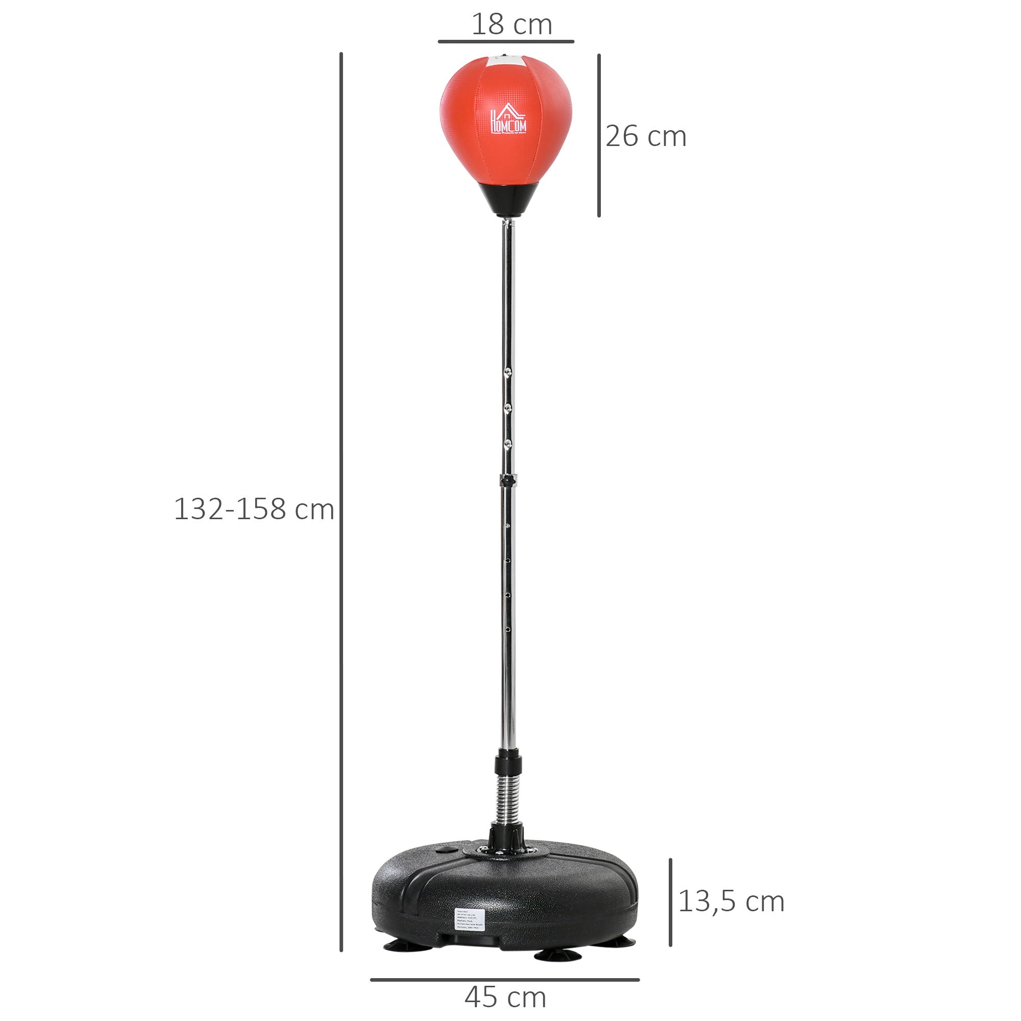 Saco de Boxe de Pé com Luvas – 45x45x158 cm – Preto e Vermelho – Aço e PE
