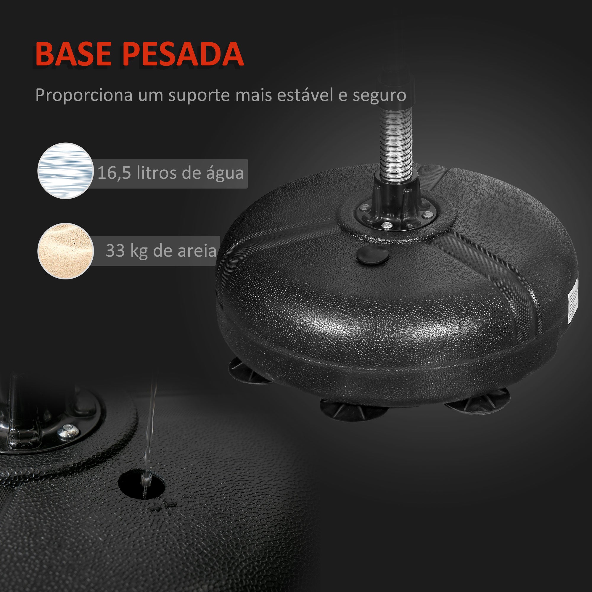 Saco de Boxe de Pé com Luvas – 45x45x158 cm – Preto e Vermelho – Aço e PE