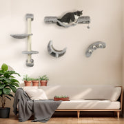 Conjunto de Prateleiras para Gatos Ø30×96 cm - Cinza e Bege