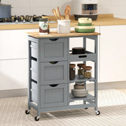Carrinho de Cozinha Compacto Cinzento 67x37x85,5 cm