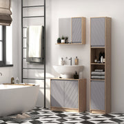 Móvel para Lavatório – 60x30x59,8 cm – Cinza e Carvalho – MDF