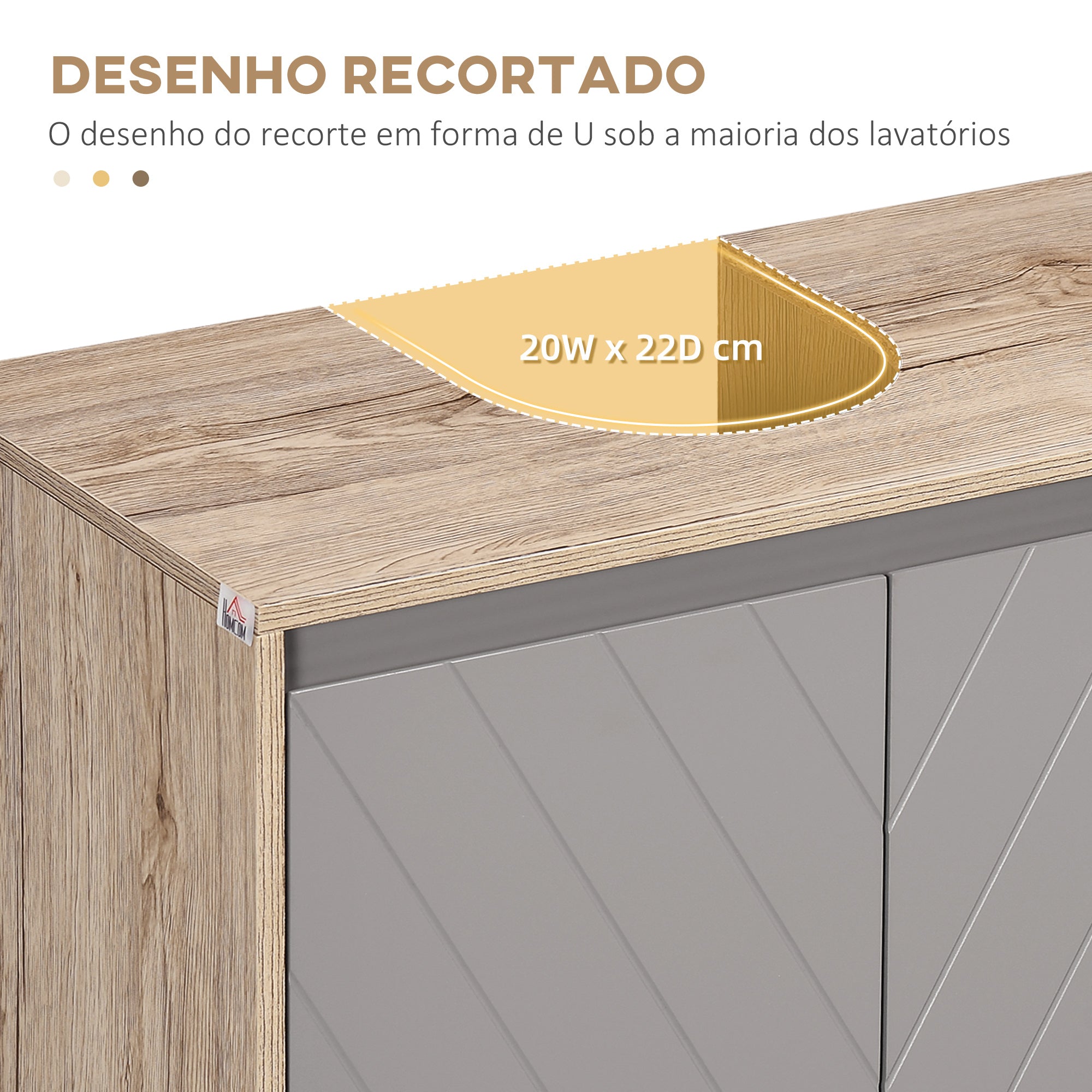 Móvel para Lavatório – 60x30x59,8 cm – Cinza e Carvalho – MDF