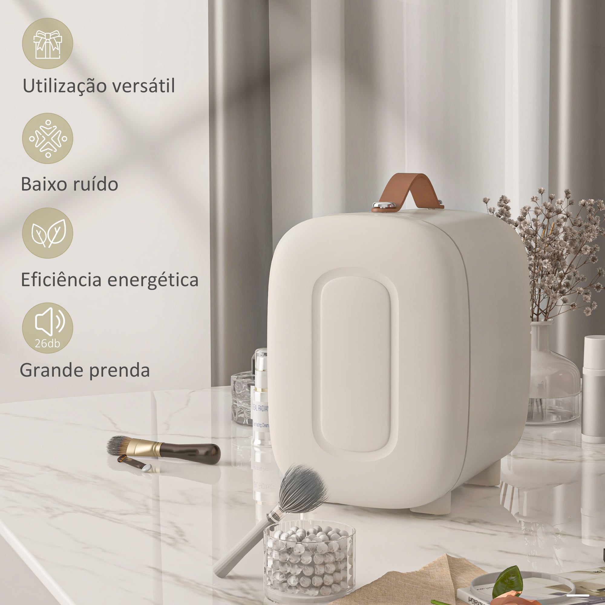 Mini Frigorífico de Cosméticos 4L - Creme Branco 20,3x26,3x28 cm