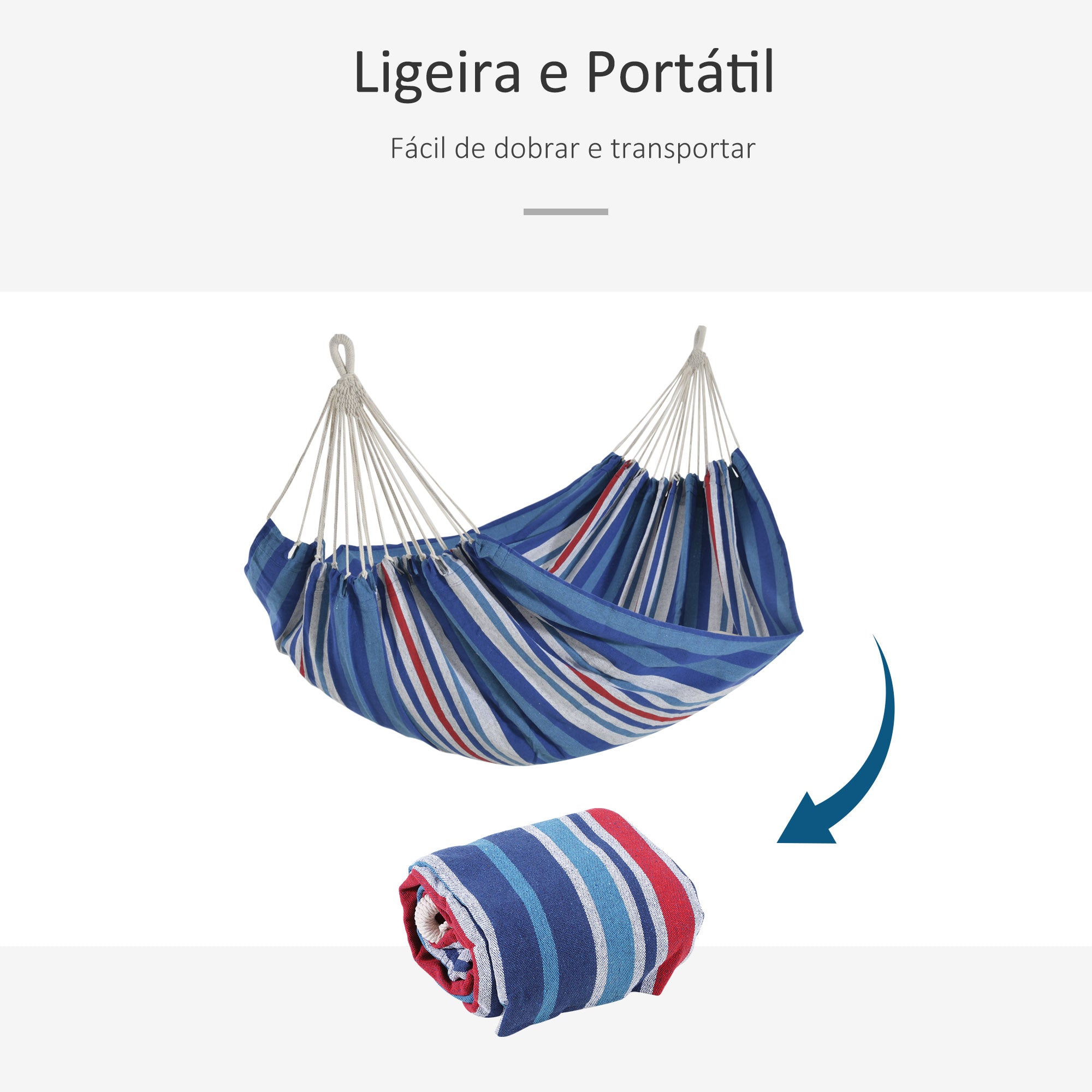 Cama Rede para Campismo e Jardim 210x150cm Azul e Vermelho
