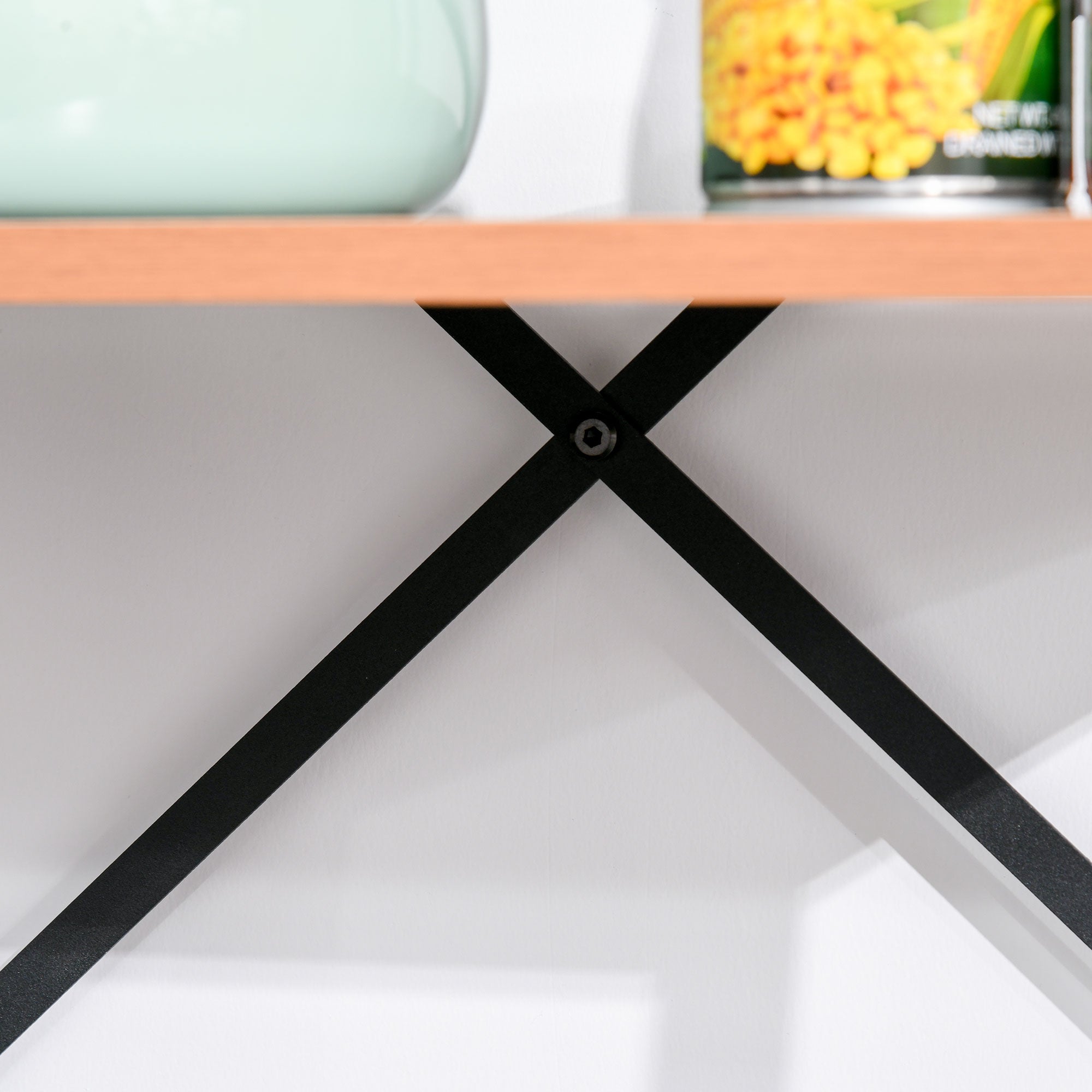 Estante de Escada Industrial com 4 Prateleiras 60x35x145cm em Preto e Madeira