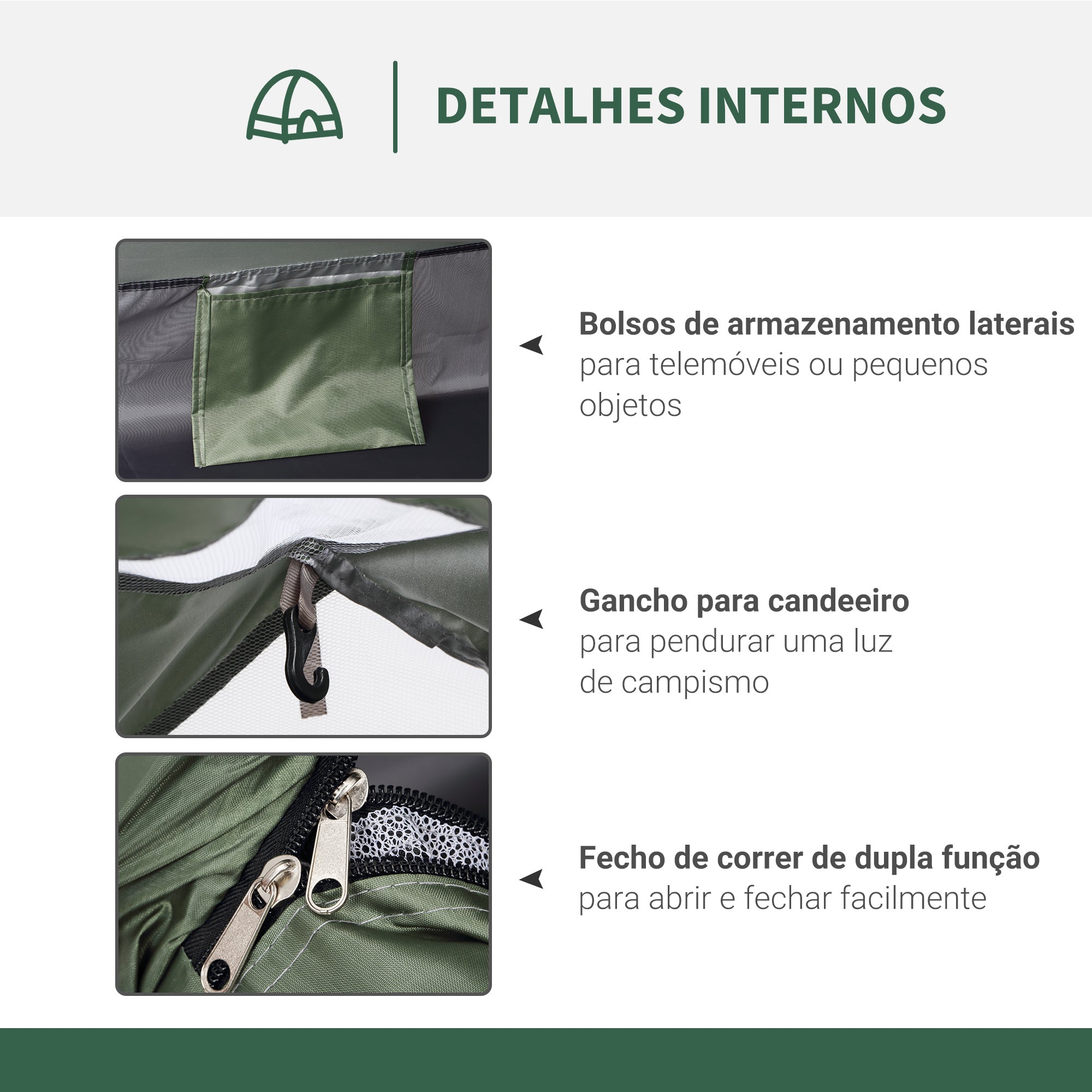 Tenda de Campismo para 2 Pessoas - 206x152x110 cm - Verde