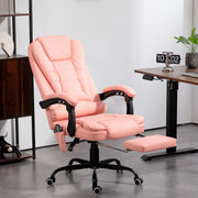 Cadeira de Escritório com Massagem – 67x67x111-121 cm – Rosa – semi-PU, PVC e aço galvanizado