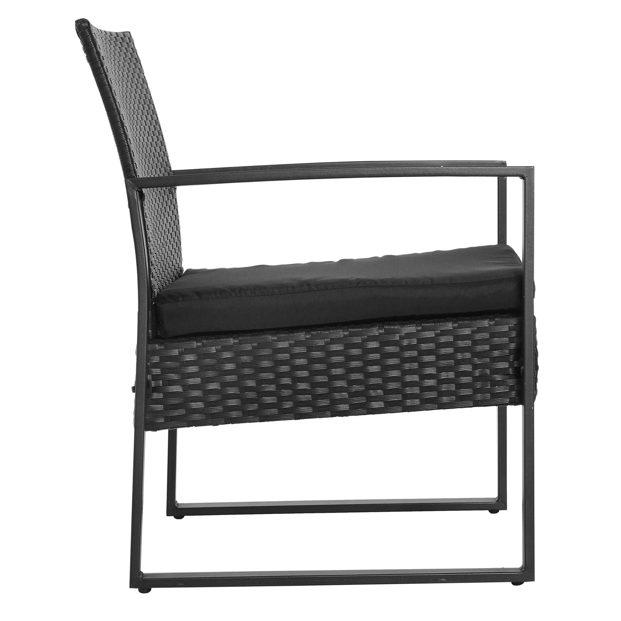 Conjunto de Móveis de Jardim 3 Peças em Vime Preto 63x57x76 cm