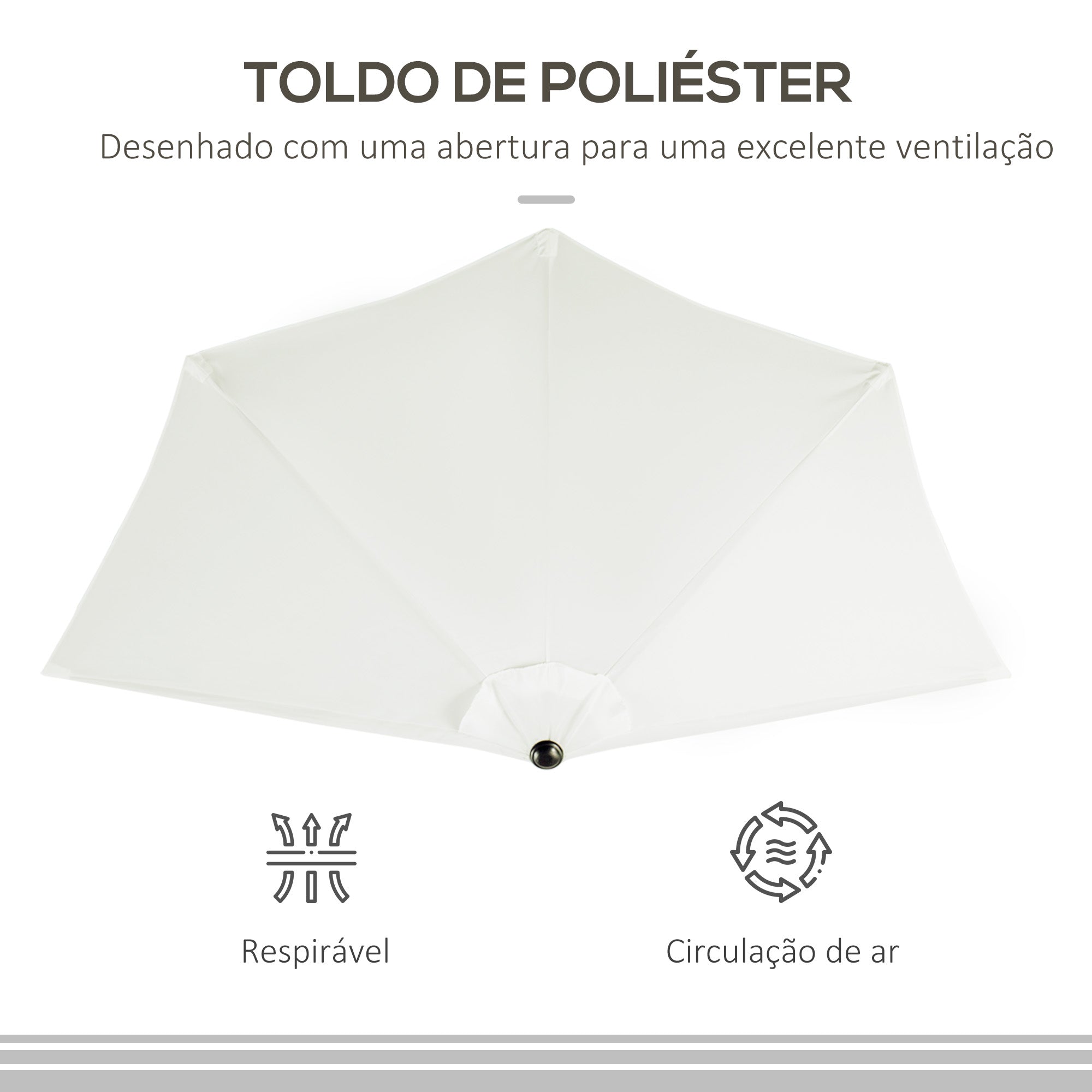 Chapéu de Sol Semicircular 269x138x236cm Cor Creme