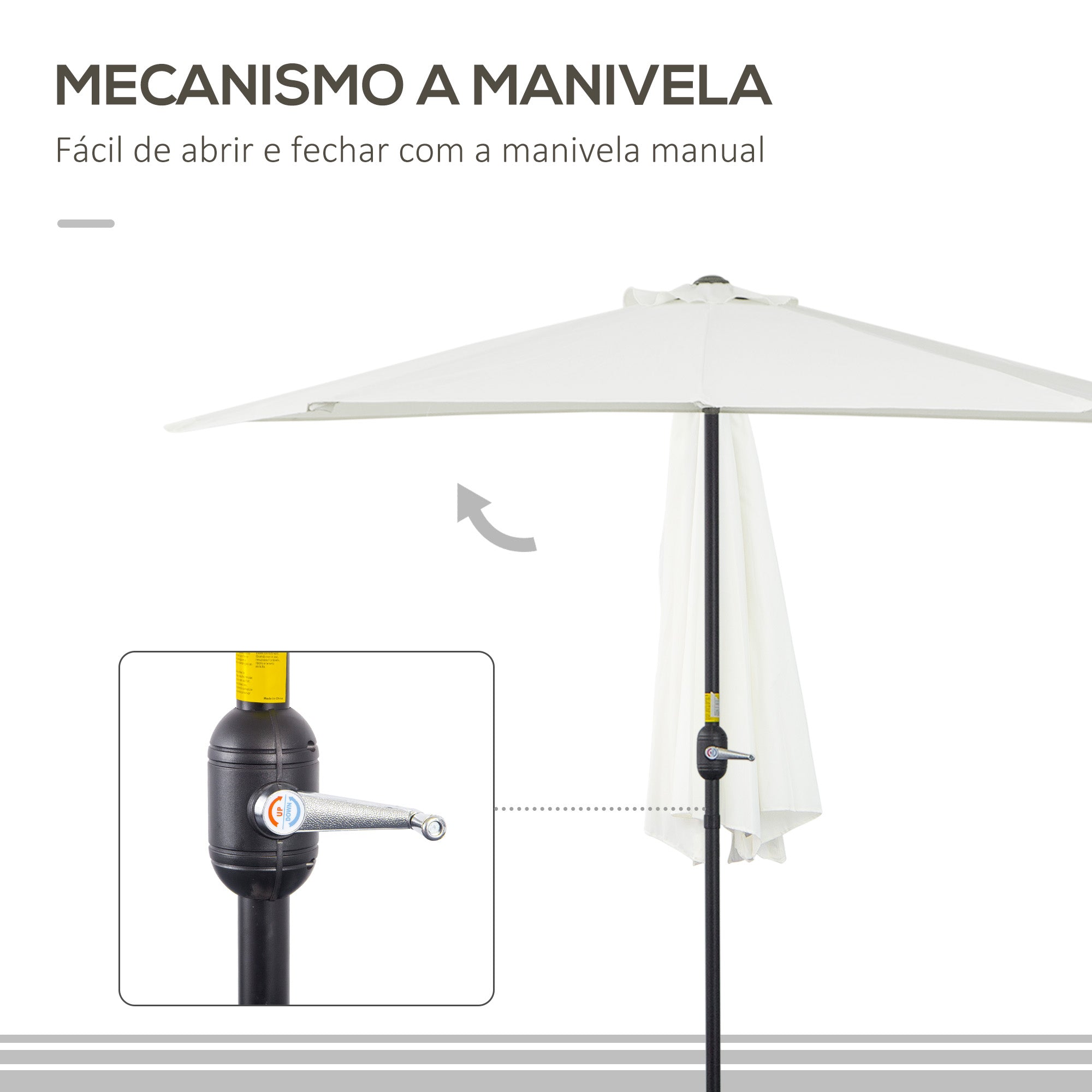 Chapéu de Sol Semicircular 269x138x236cm Cor Creme