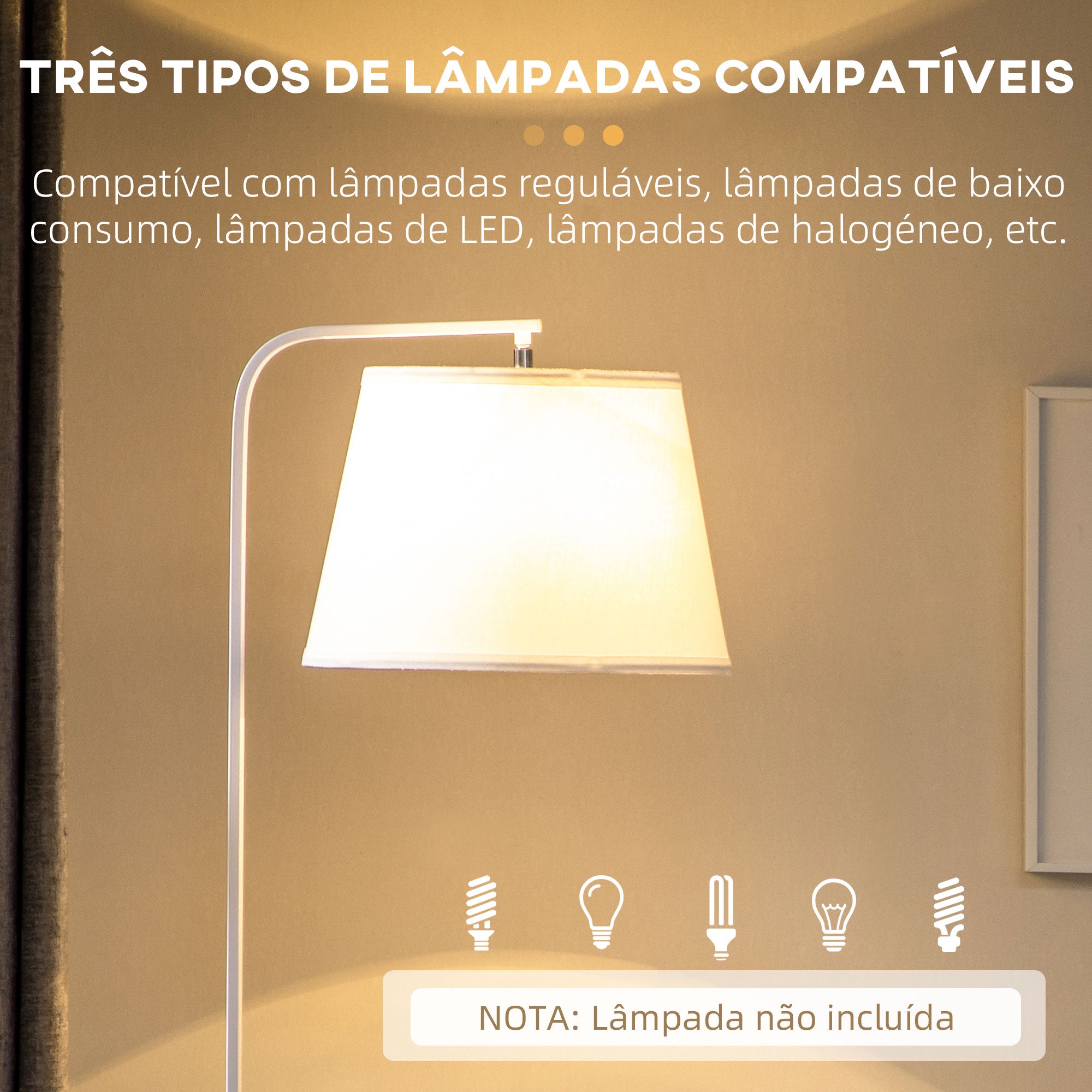 Candeeiro de Pé Moderno com Prateleira – Ø37x162cm – Madeira e Branco