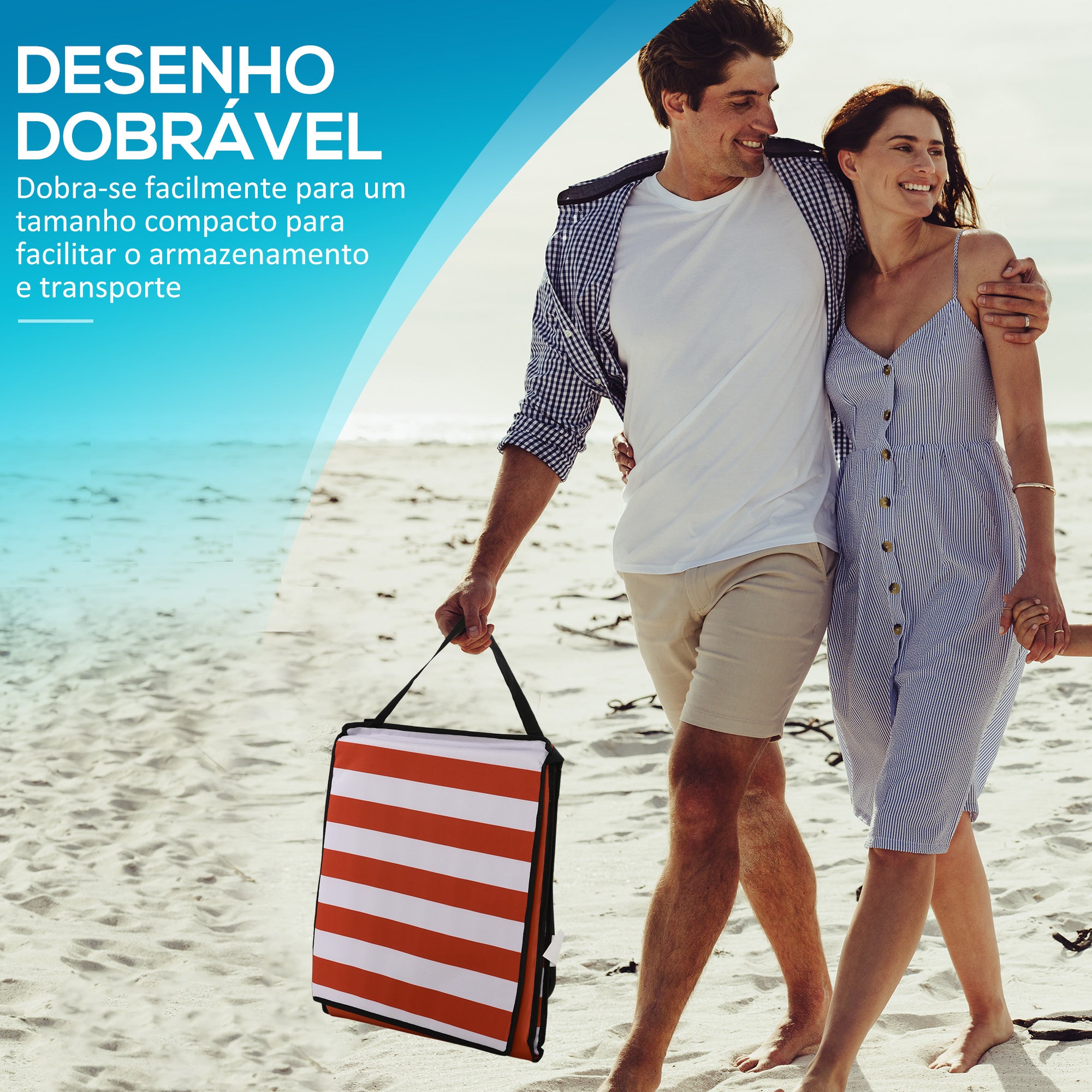 Conjunto de 2 Esteiras de Praia Dobráveis 142x51x40 cm - Preto, Branco e Vermelho