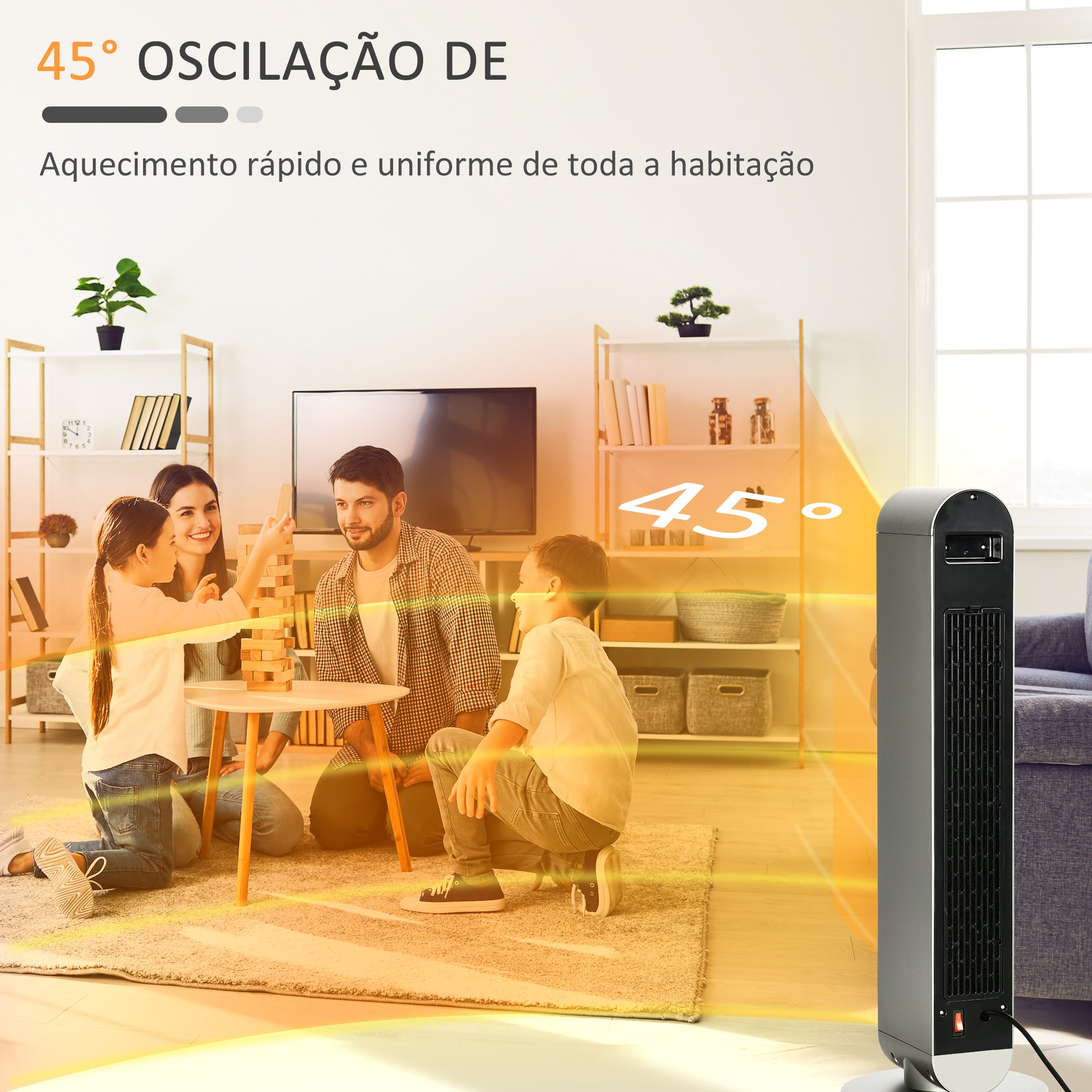 Aquecedor Cerâmico de Torre – 25x25x73.5 cm – Prata – ABS