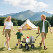 Carrinho de Transporte com Pega Revestida e 4 Rodas Grandes Ø24 cm - Verde Escuro 94x48,5x100 cm