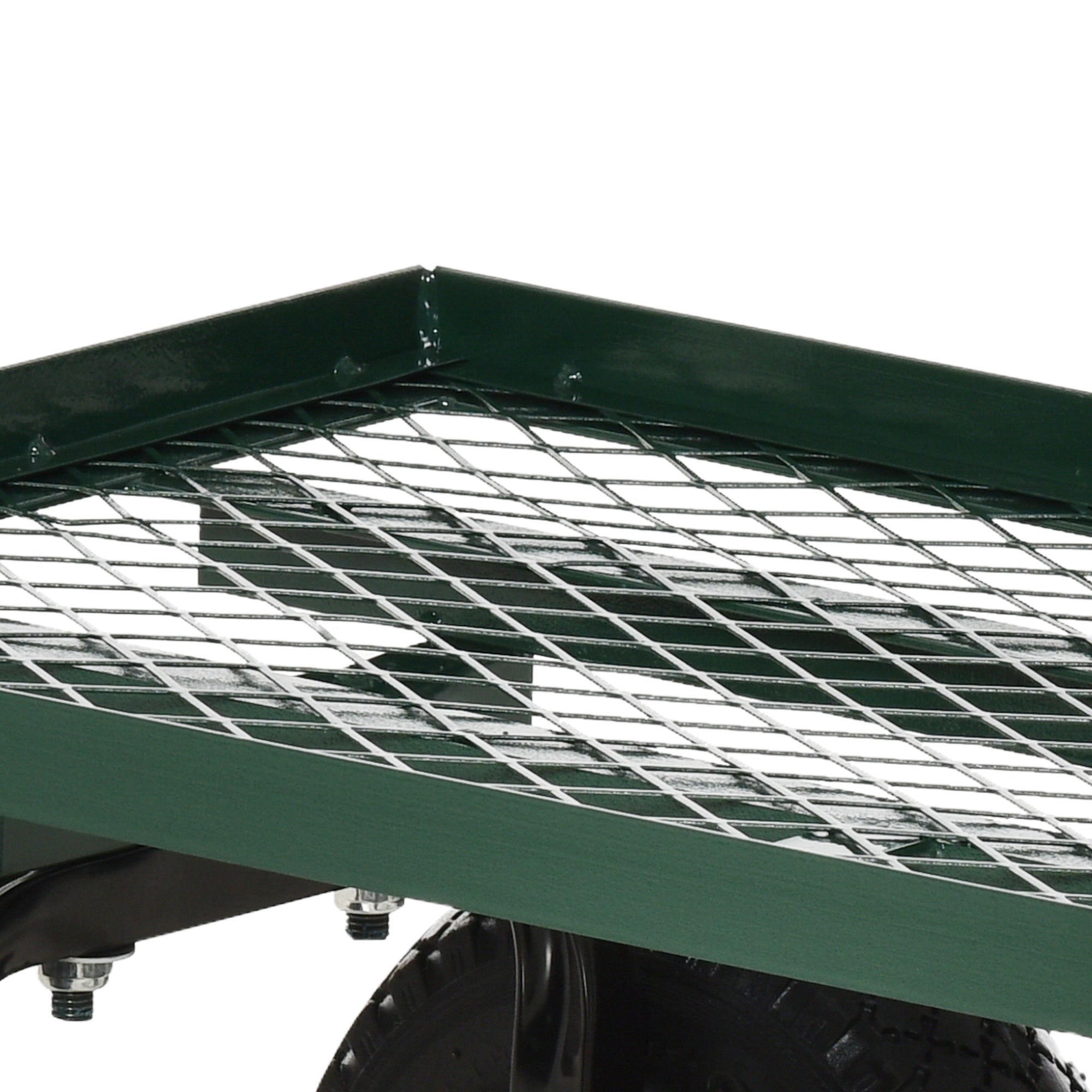 Carrinho de Transporte com Pega Revestida e 4 Rodas Grandes Ø24 cm - Verde Escuro 94x48,5x100 cm