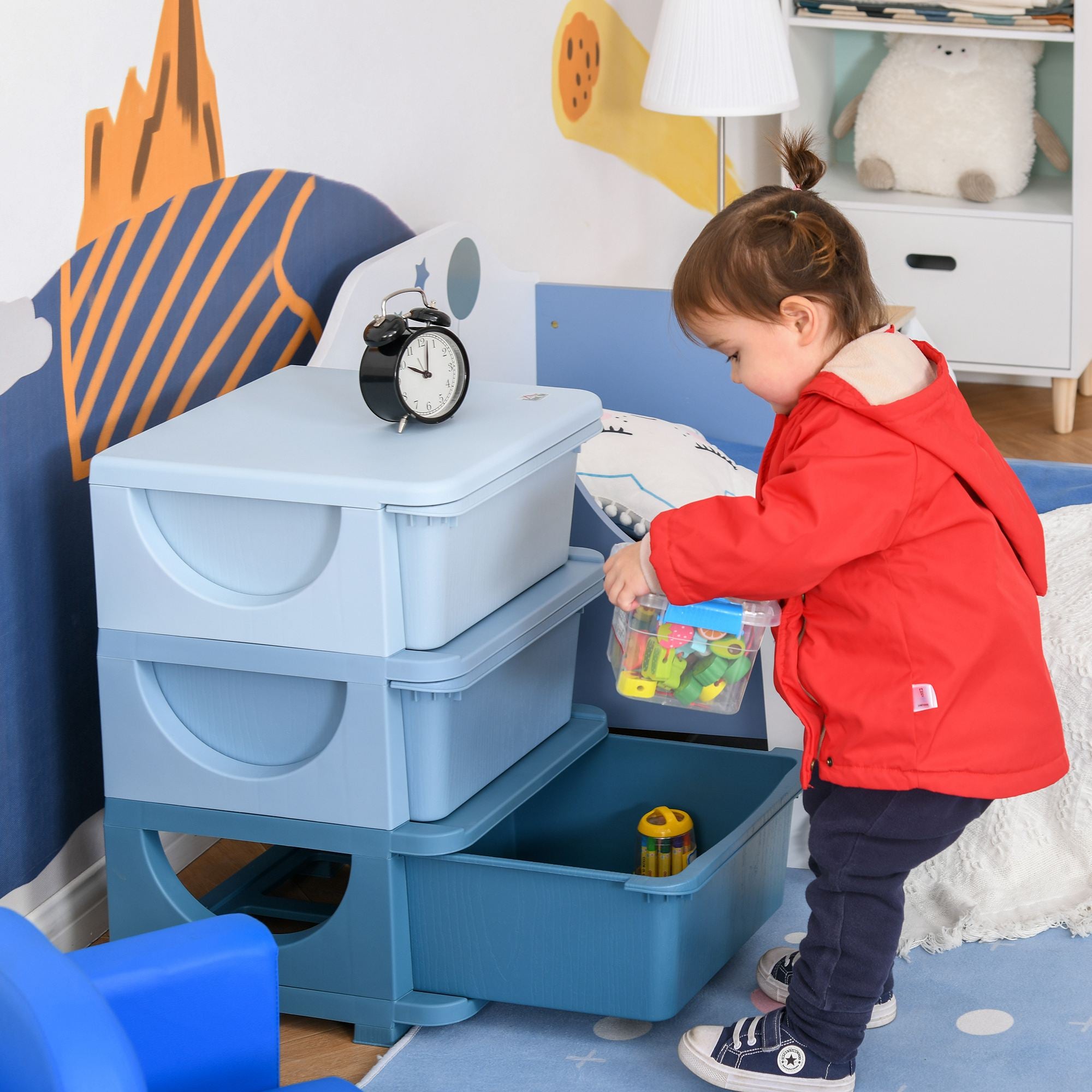 Organizador de Brinquedos para Crianças - 37x37x56,5cm - Azul