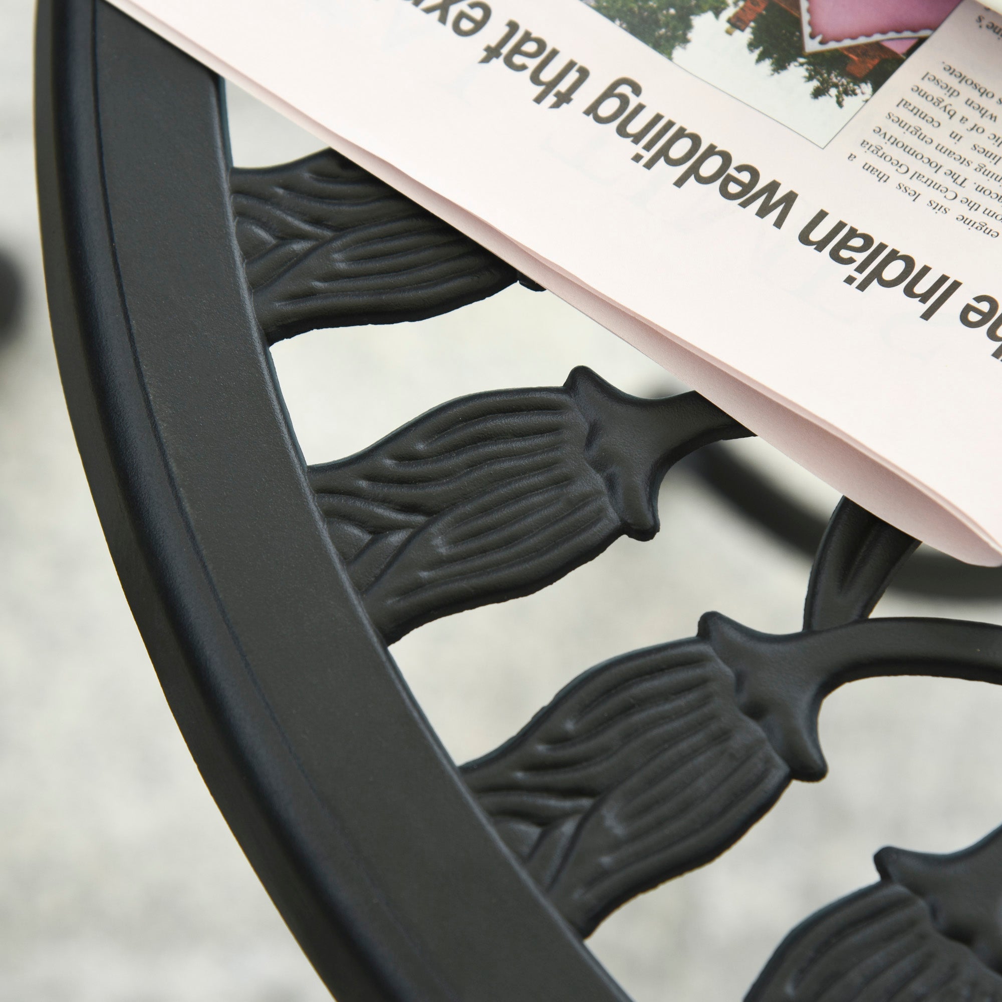 Conjunto de Mesa e Cadeiras de Jardim 3 Peças Preto Ø60x67 cm