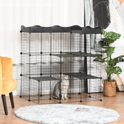 Recinto Metálico para Pequenos Animais 105x70x116 cm - Cor Preto