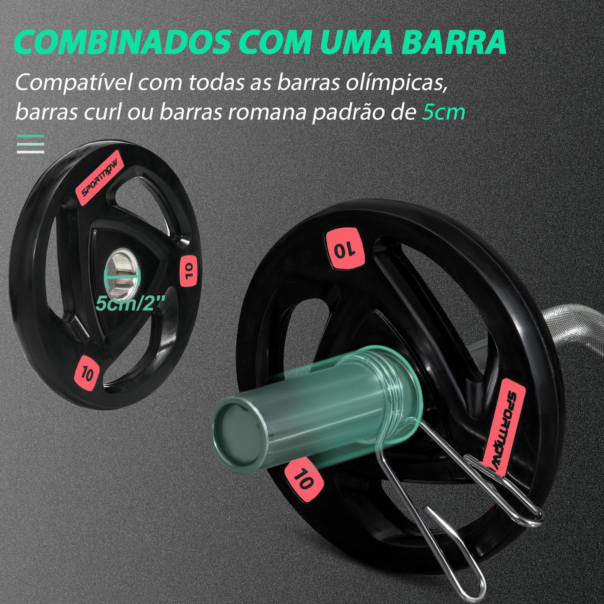 Conjunto de 2 Discos de Pesos – 10kg – Preto – Metal e Borracha