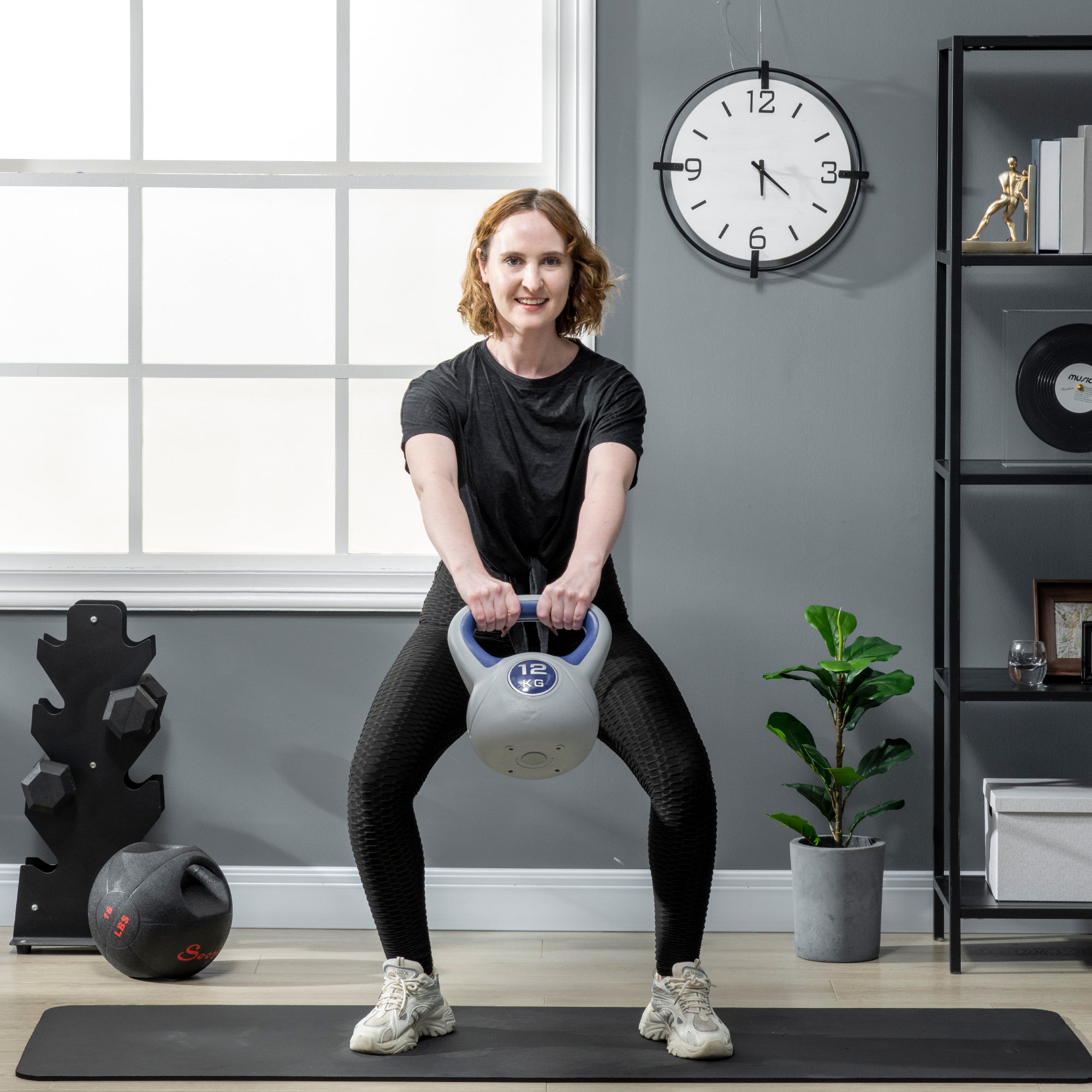 Kettlebell 12 kg Azul Marrinho e Cinza 24x17x28 cm