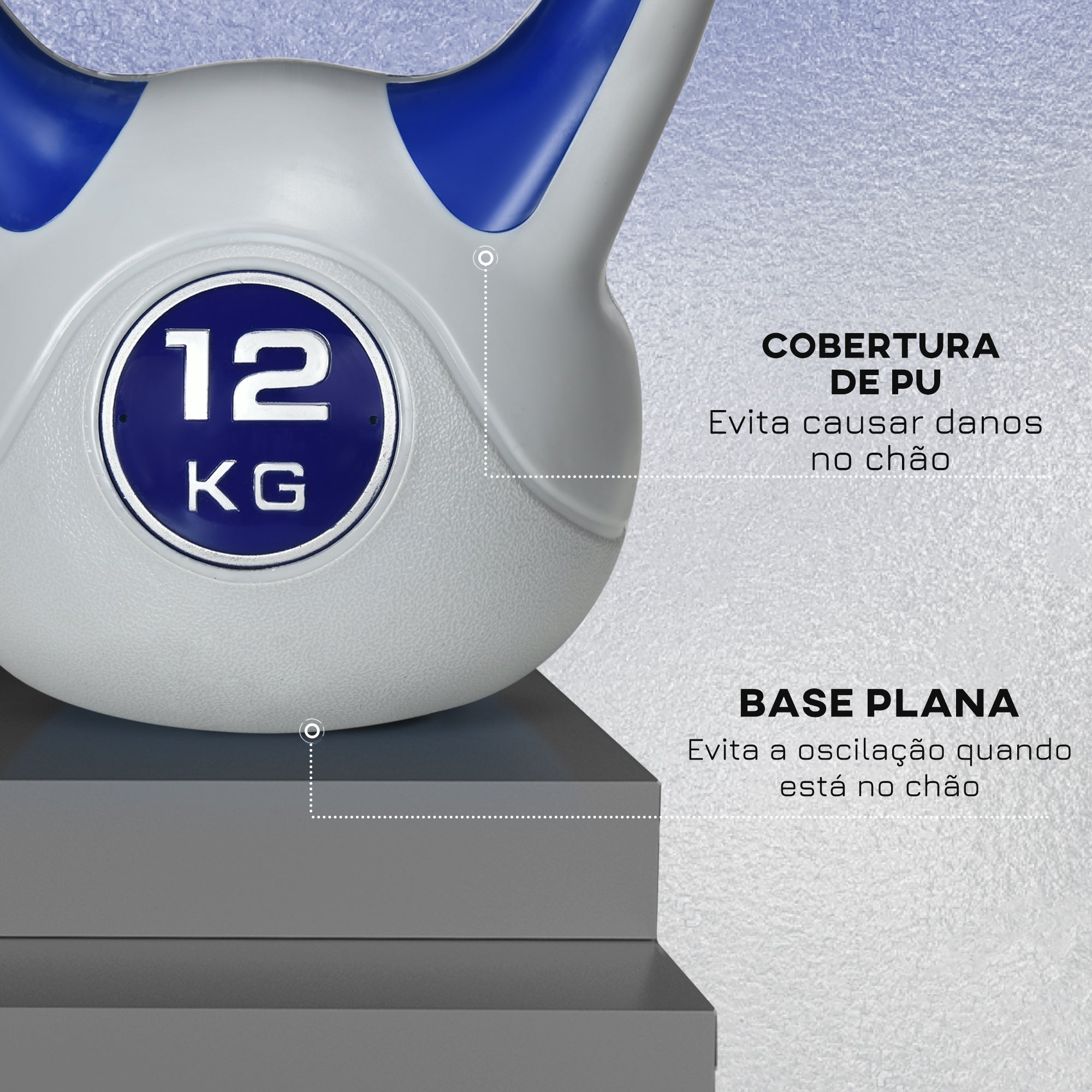 Kettlebell 12 kg Azul Marrinho e Cinza 24x17x28 cm