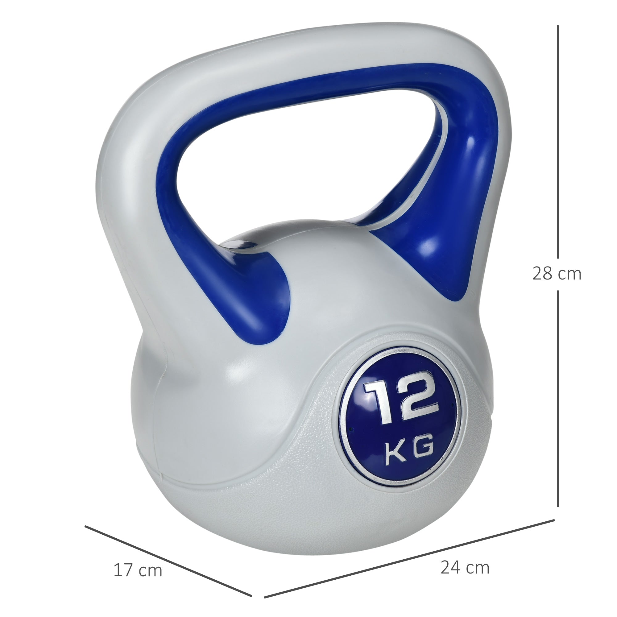Kettlebell 12 kg Azul Marrinho e Cinza 24x17x28 cm