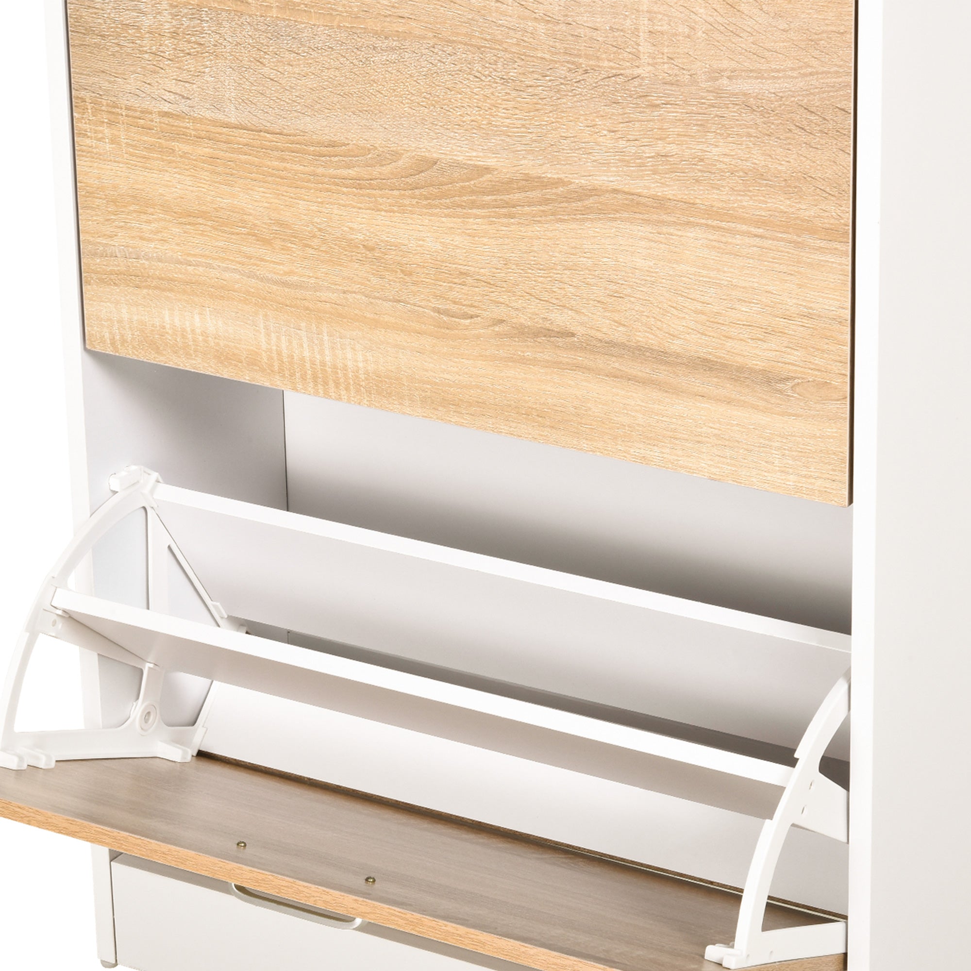 Sapateira Estreita para 12 Pares de Sapatos – 60x24x105,5cm – Branco – Melamina de madeira