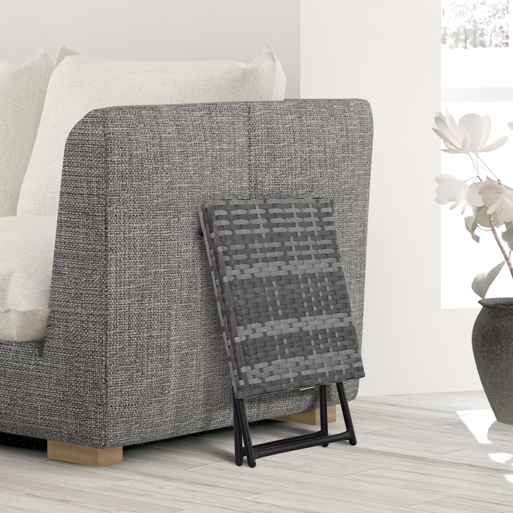 Mesa de Jardim em Vime Sintético Cinzento 40x40x40 cm