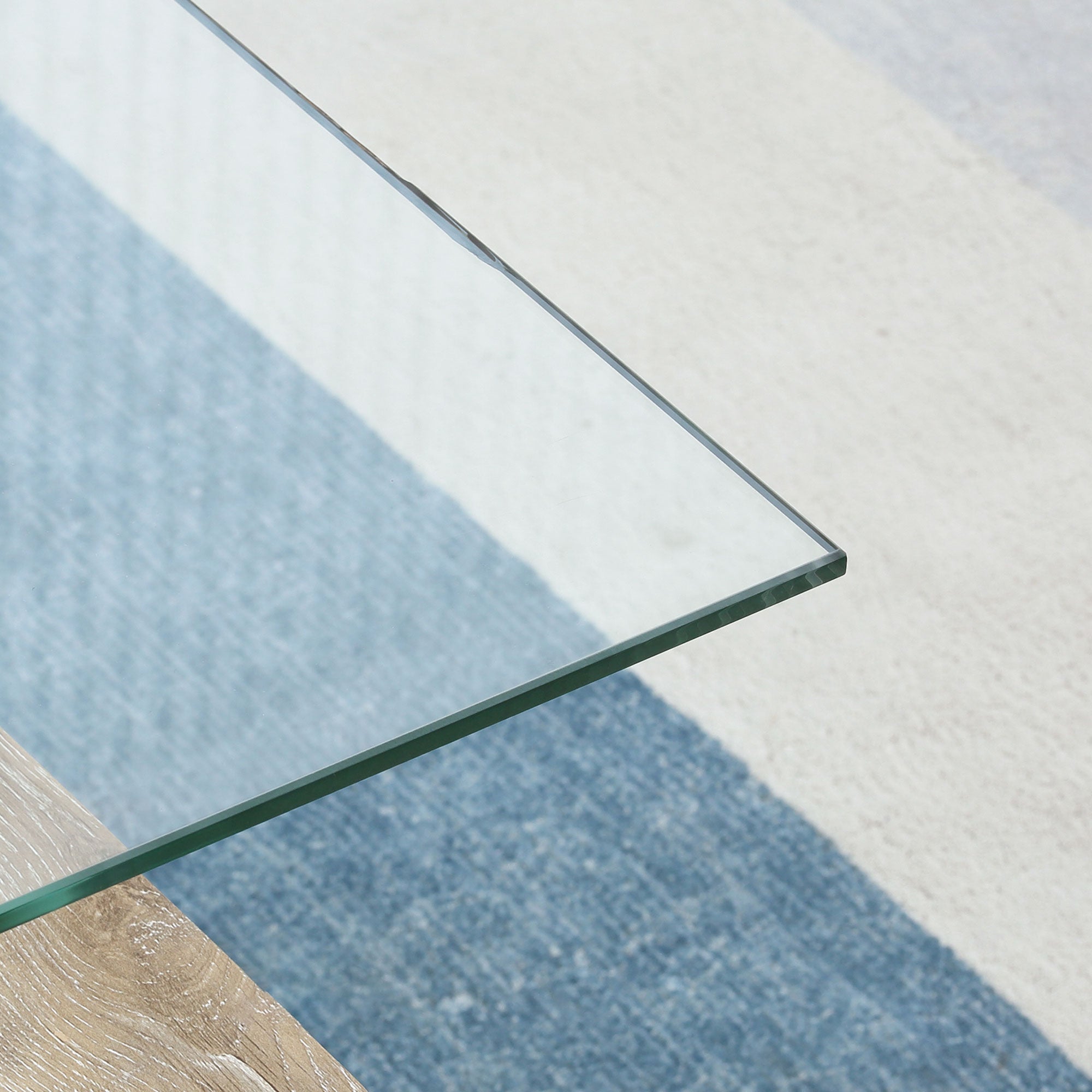 Mesa de Centro Retangular com 2 Prateleiras de Vidro Temperado 90x50x42 cm - Madeira e Transparente