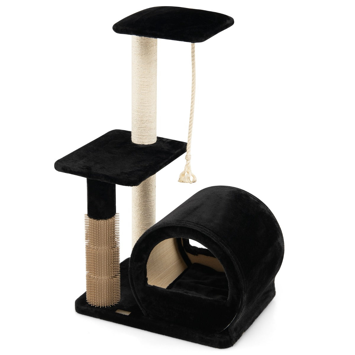 Árvore de Gatos de Múltiplos Níveis com Poste de Sisal Casa Confortável para Gatos 56 x 40 x 92cm - Preto