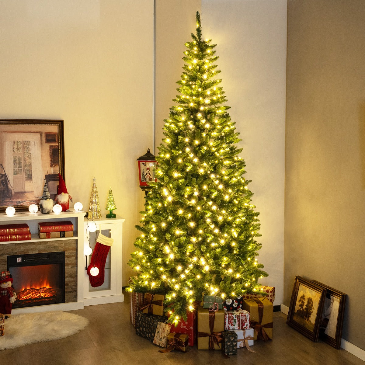 Árvore de Natal Artificial Pré-iluminada – 240 cm – PVC – Metal