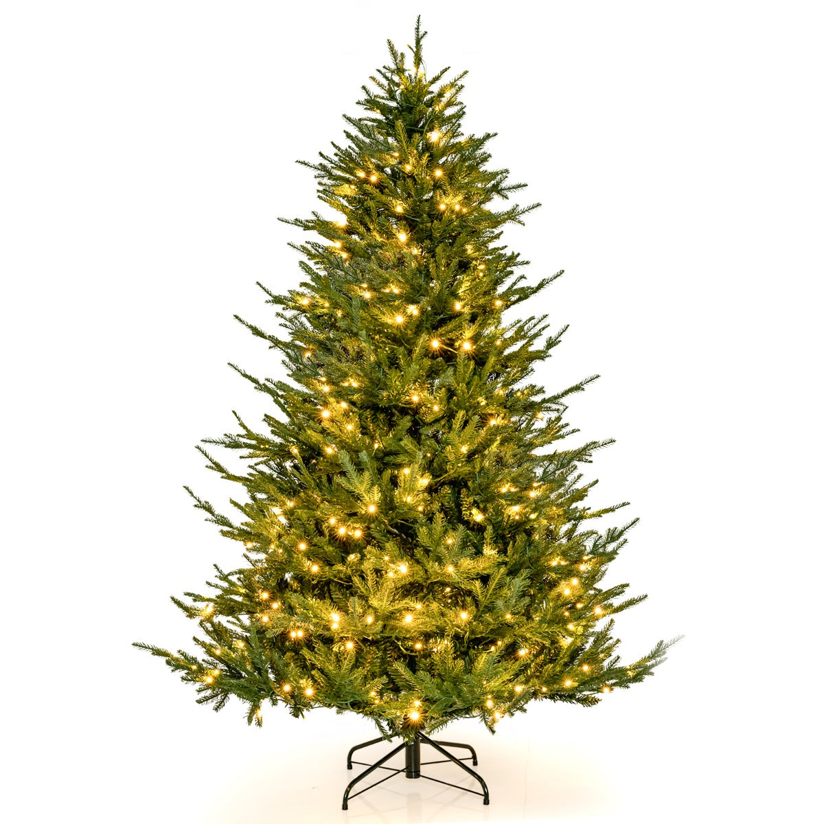 Árvore de Natal Artificial de 183cm com 280 Luzes LED Brancas Quentes 788 Pontas de Ramo de PE e PVC