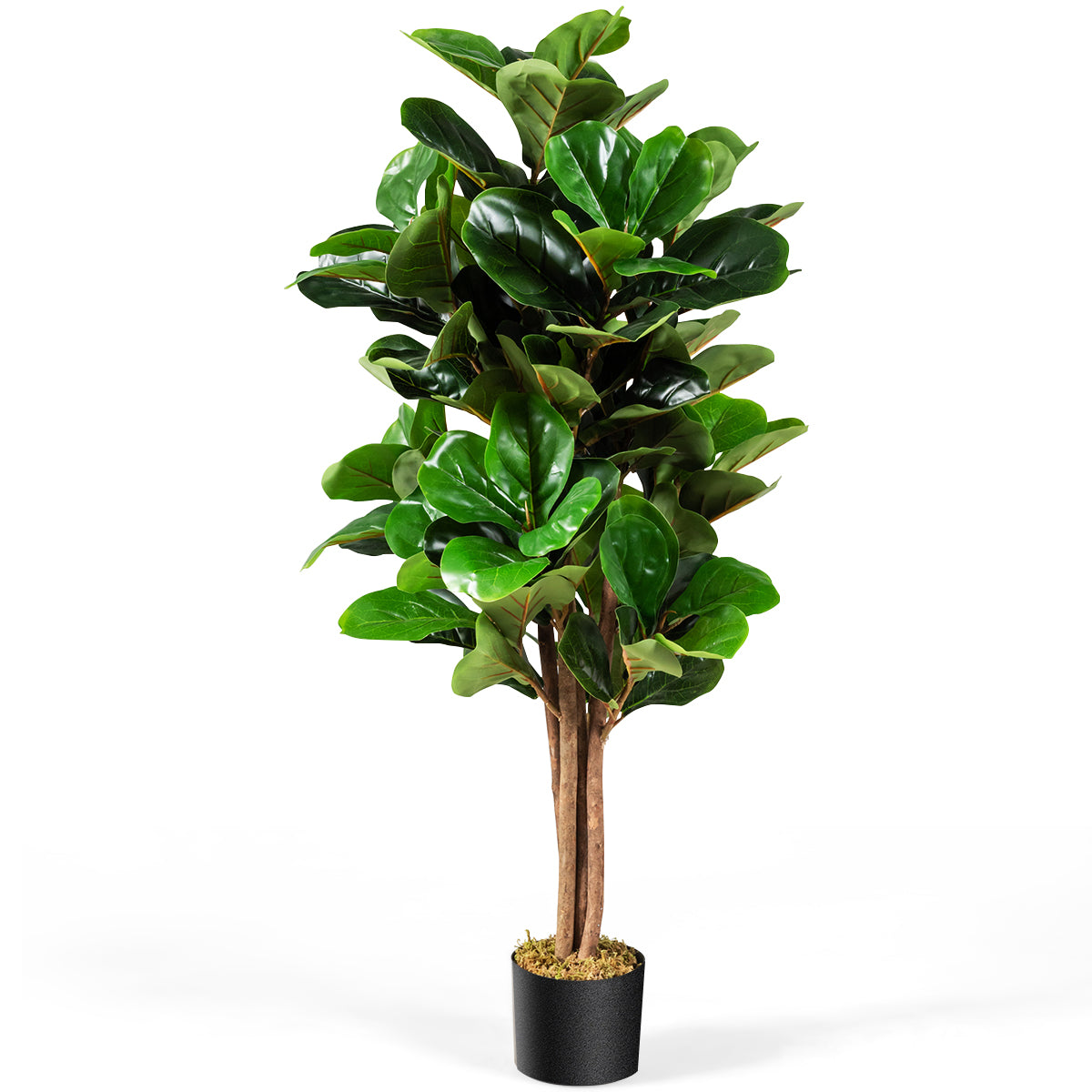 Árvore Ficus Lyrata Artificial de 1,2 m com Vaso de Flores em PP Suave para Decoração Verde