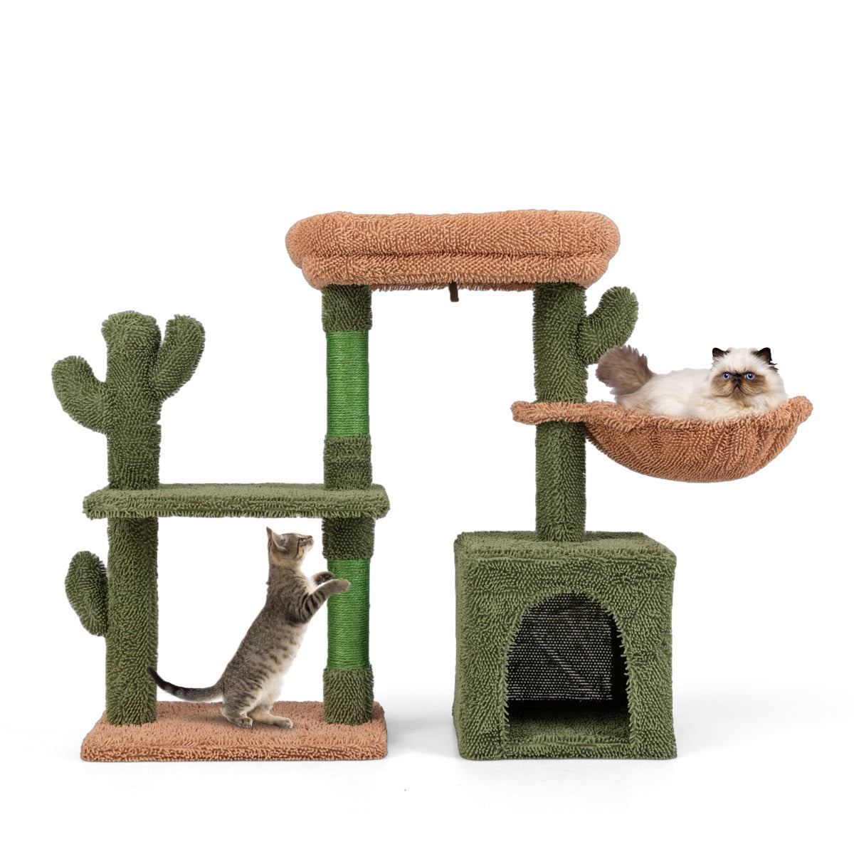 Árvore de Gatos 81cm – Verde e Castanho