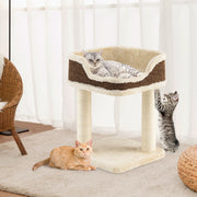 Arranhador para Gatos – 35 x 35 x 50 cm – Bege – Pelúcia e Sisal Natural