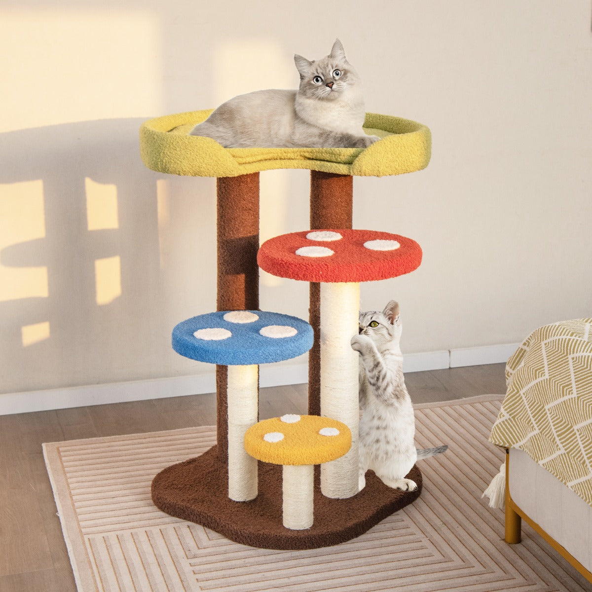 Arranhador para Gatos 3 em 1 Torre de 5 Níveis – Multicolor – Sisal