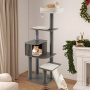 Árvore para Gatos com Poste Arranhador, Casota e Plataforma - Cinzento