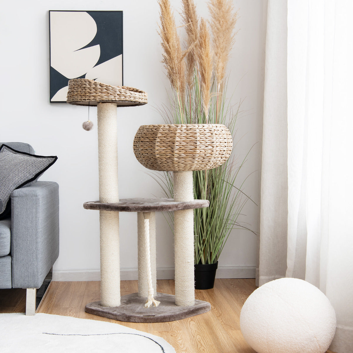Arranhador para Gatos – 104 cm – Castanho – Aglomerado e Sisal