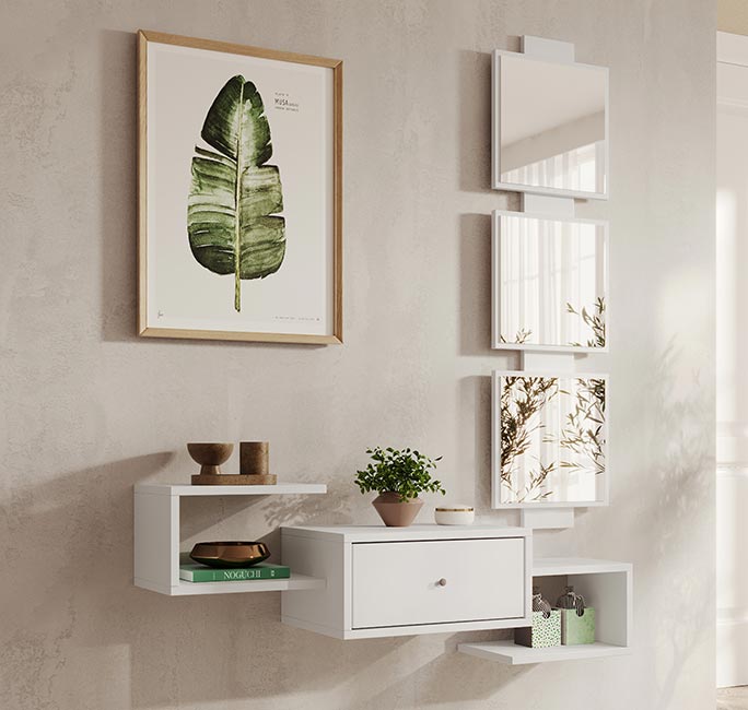 Móvel de Entrada – 99 cm x 38 cm x 29,5 cm – Branco – Melamina