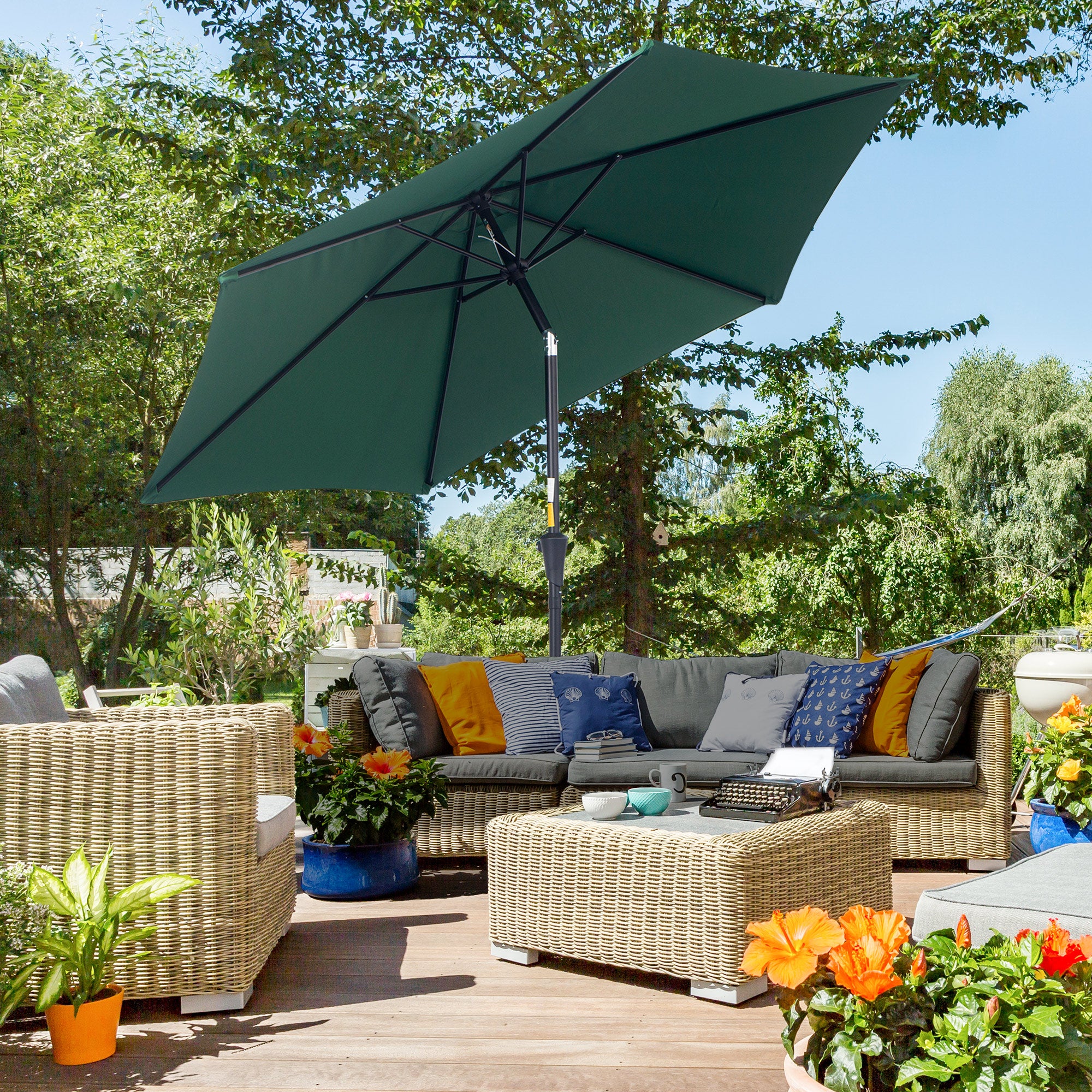 Chapéu de Sol de Jardim Verde Ø270x235cm - Proteção Solar e Reclinável