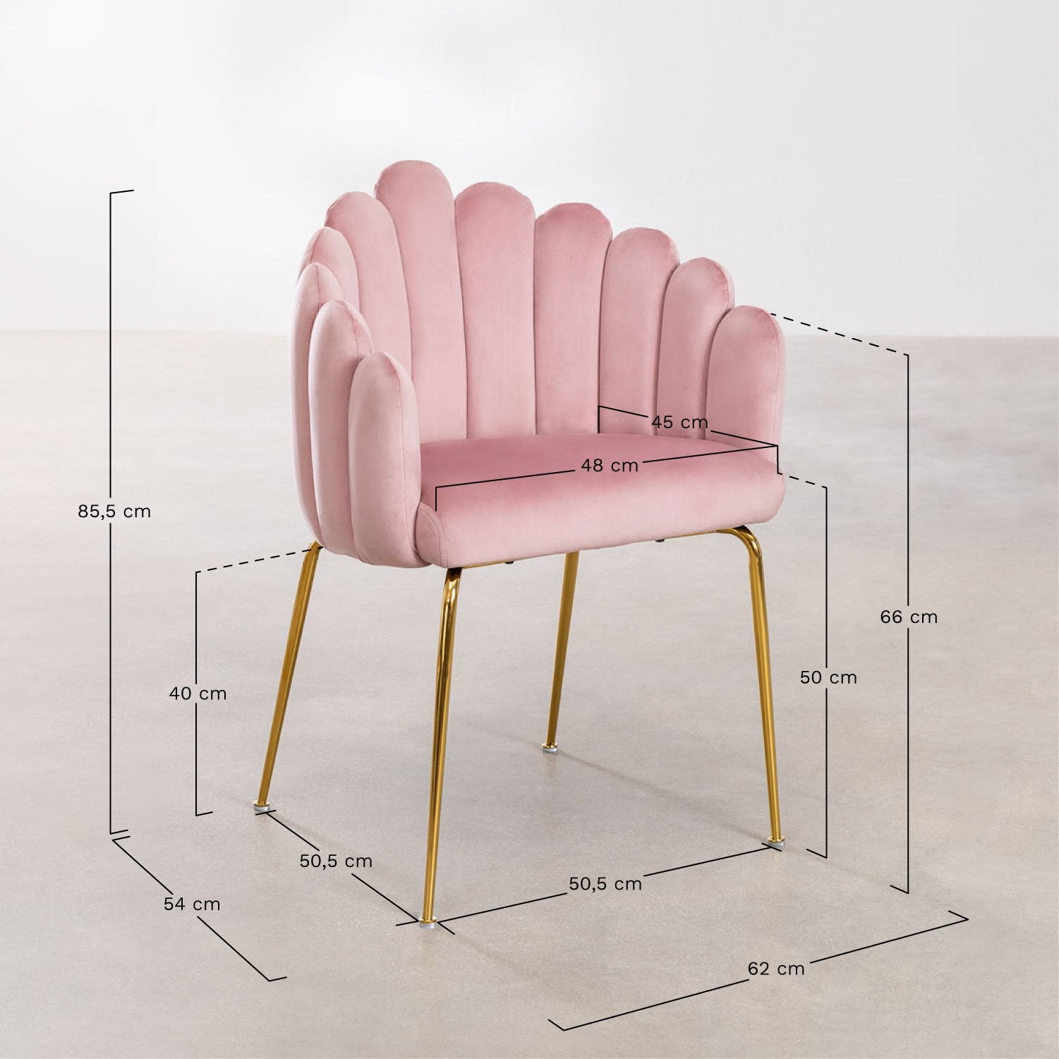 Cadeira de Jantar em Veludo – Évora - Cor Rosa