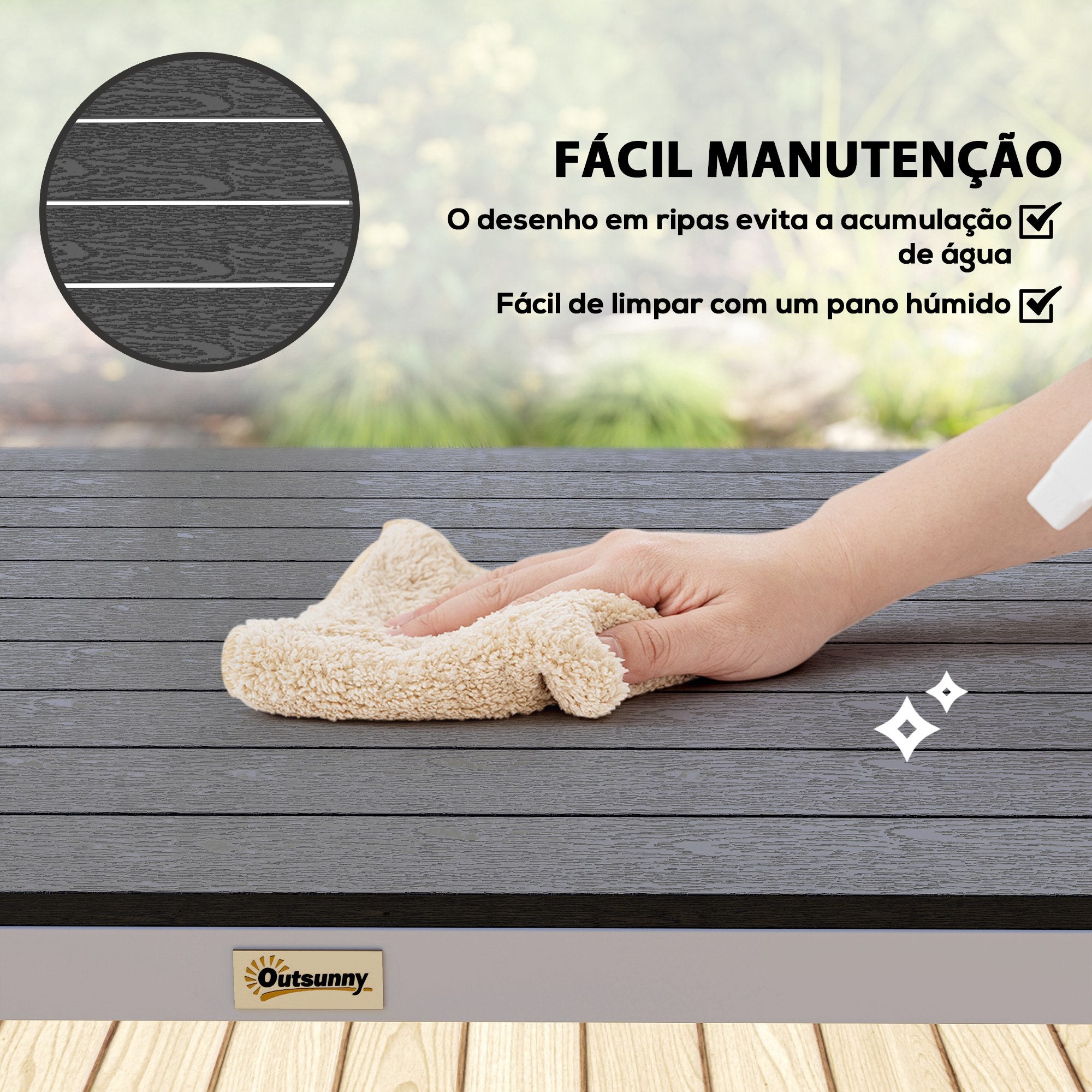 Mesa de Refeição para Jardim - 120x90x72 cm - Cor Preto