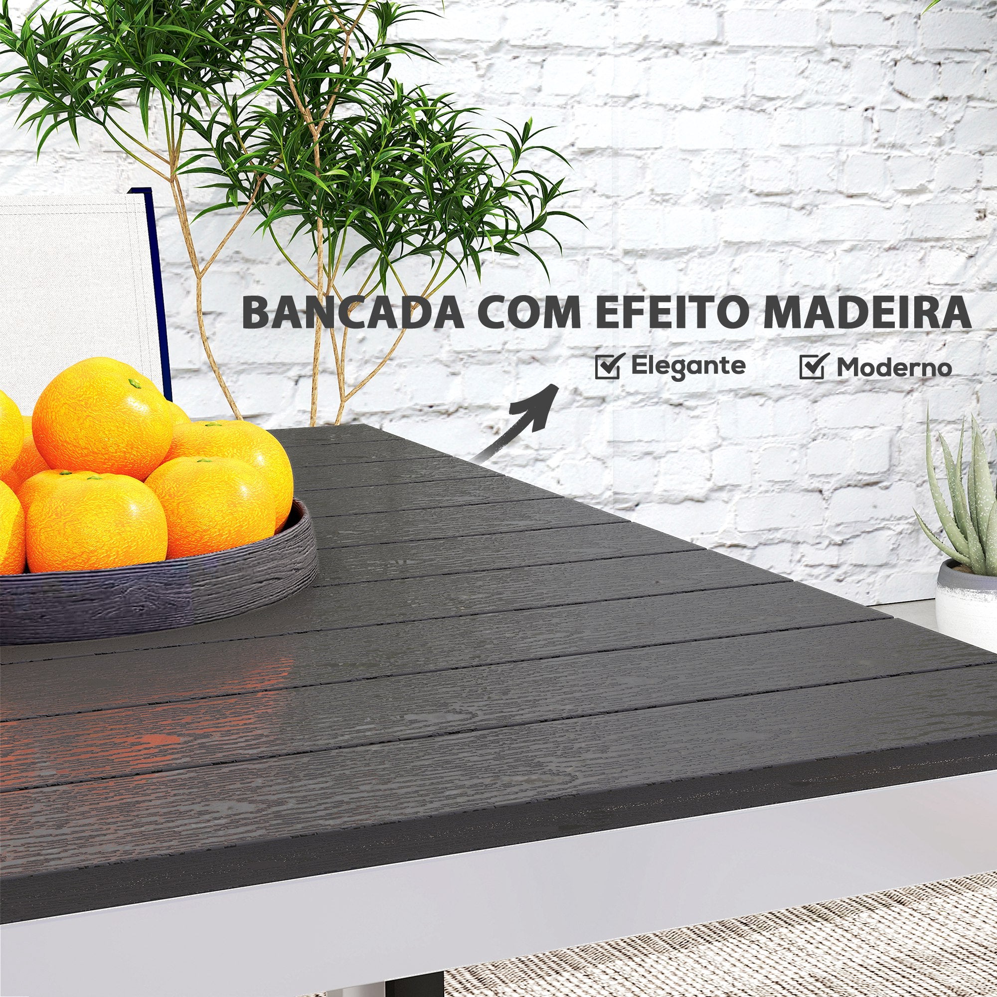 Mesa de Refeição para Jardim - 120x90x72 cm - Cor Preto