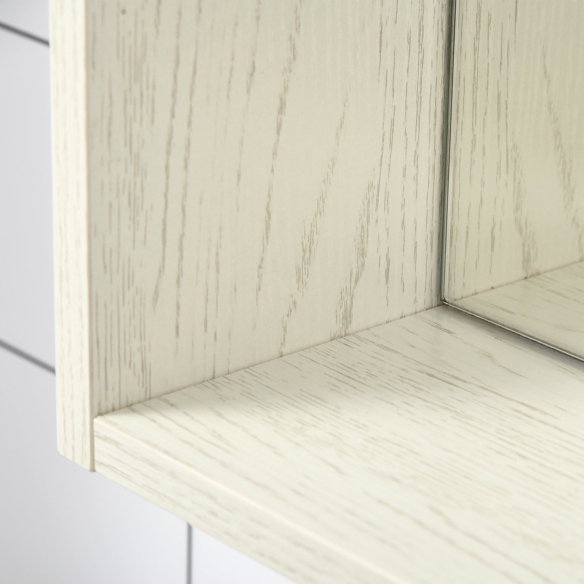 Armário de Casa de Banho com Espelho – 63x15x65 cm – Branco – Melamina de madeira, MDF, vidro