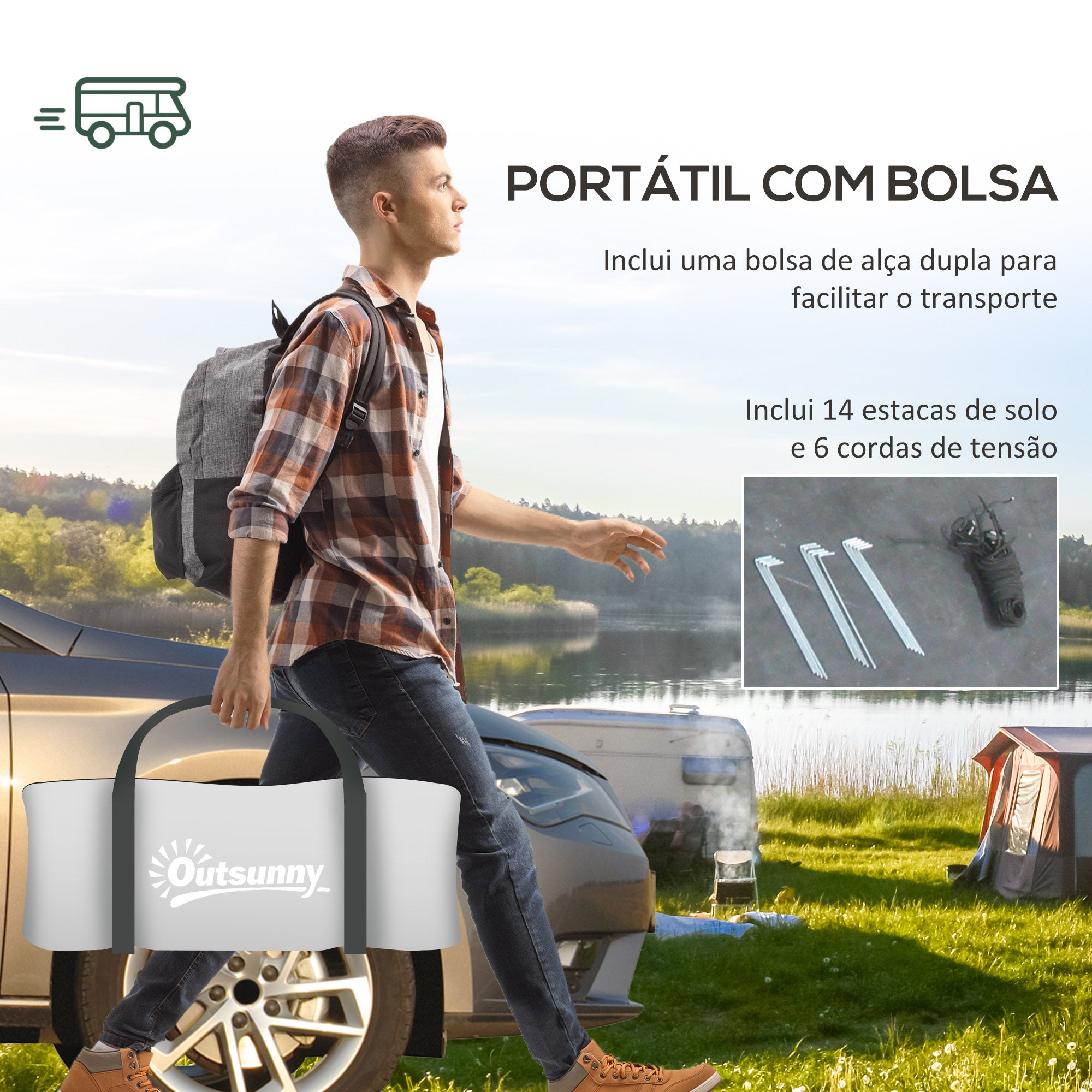 Tenda de Campismo Familiar Cinzenta 470x220x150 cm