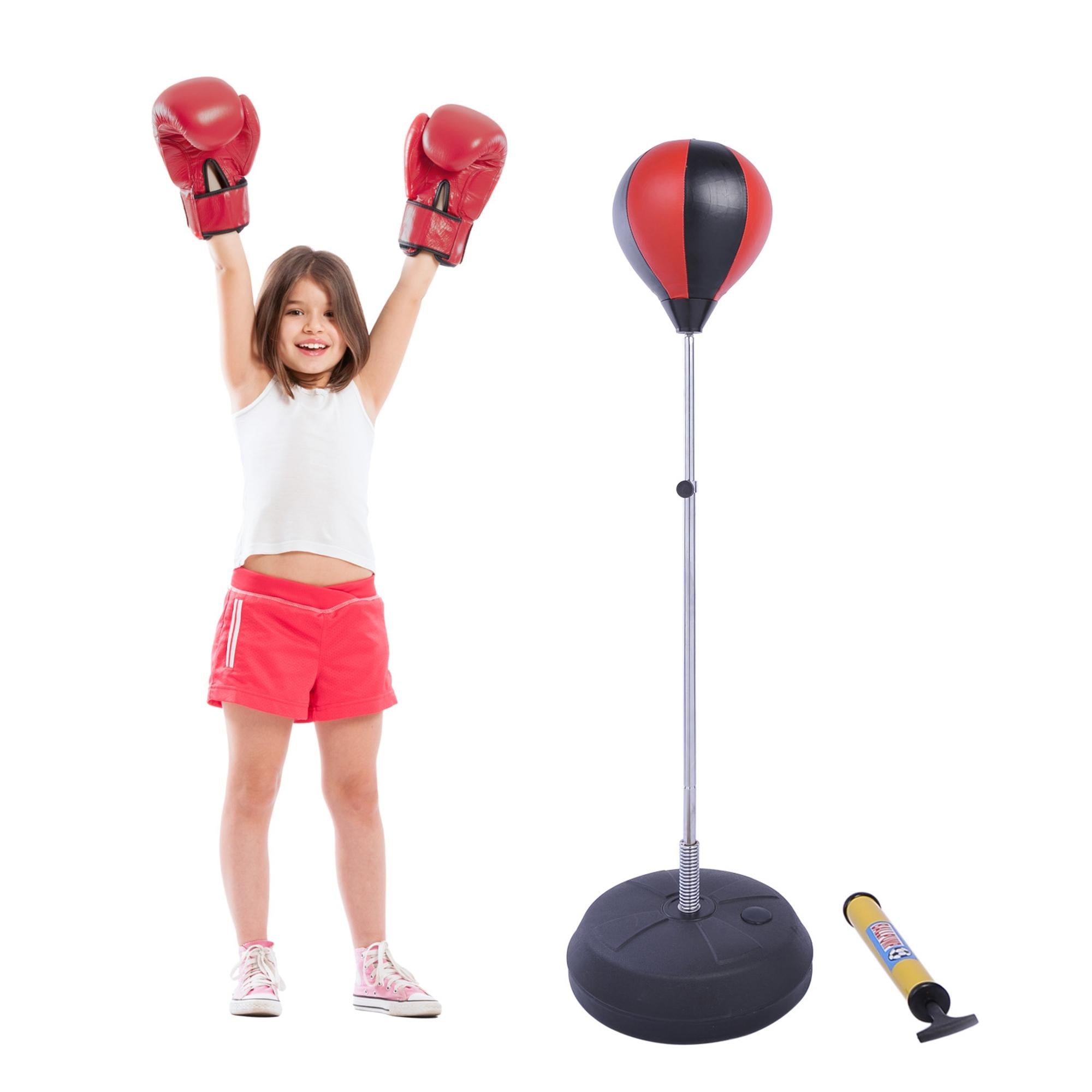 Punching Ball de Boxe Vermelho e Preto Ø43x145 cm - Altura Ajustável
