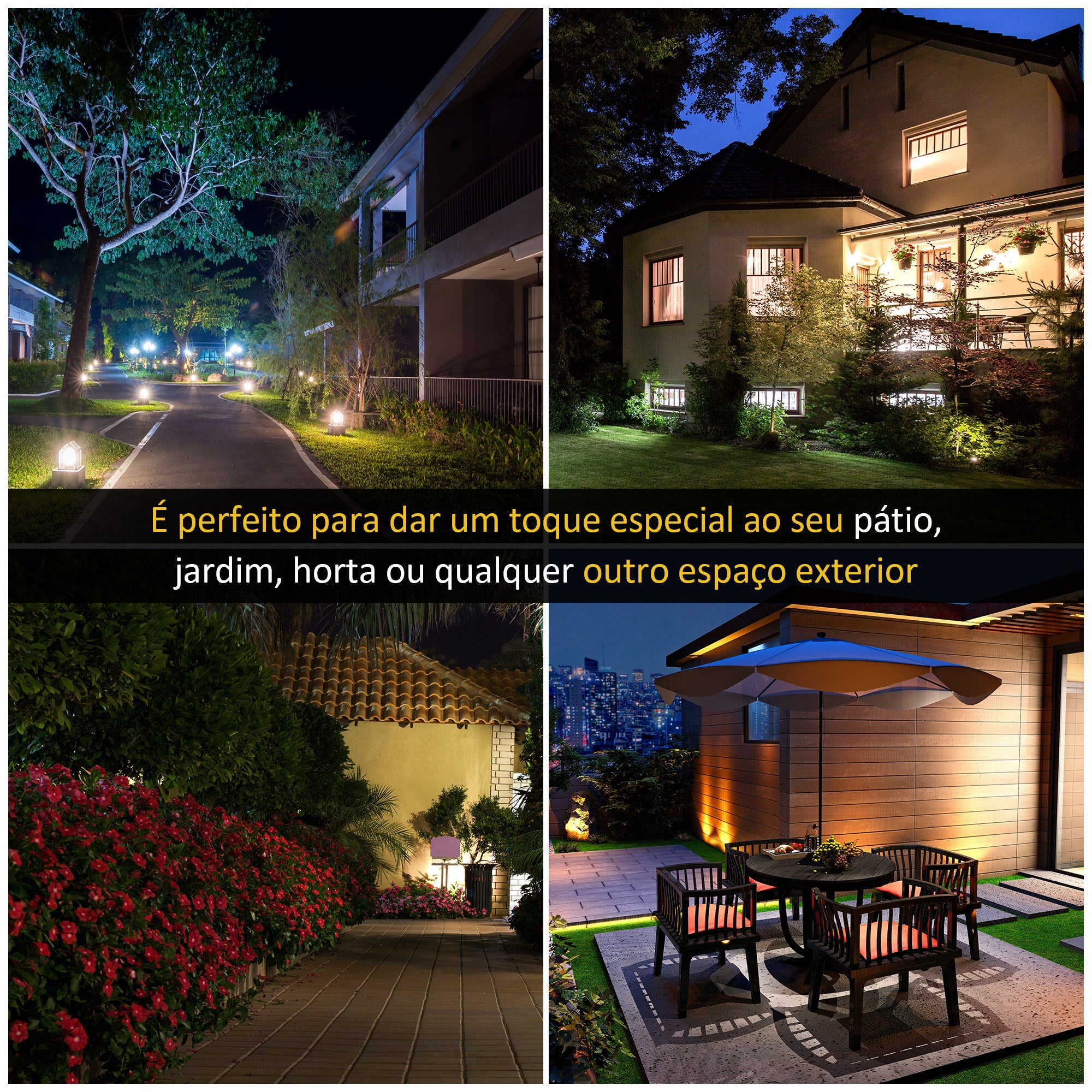 Candeeiro Solar para Exterior - 22x22x194 cm - Cor Preto