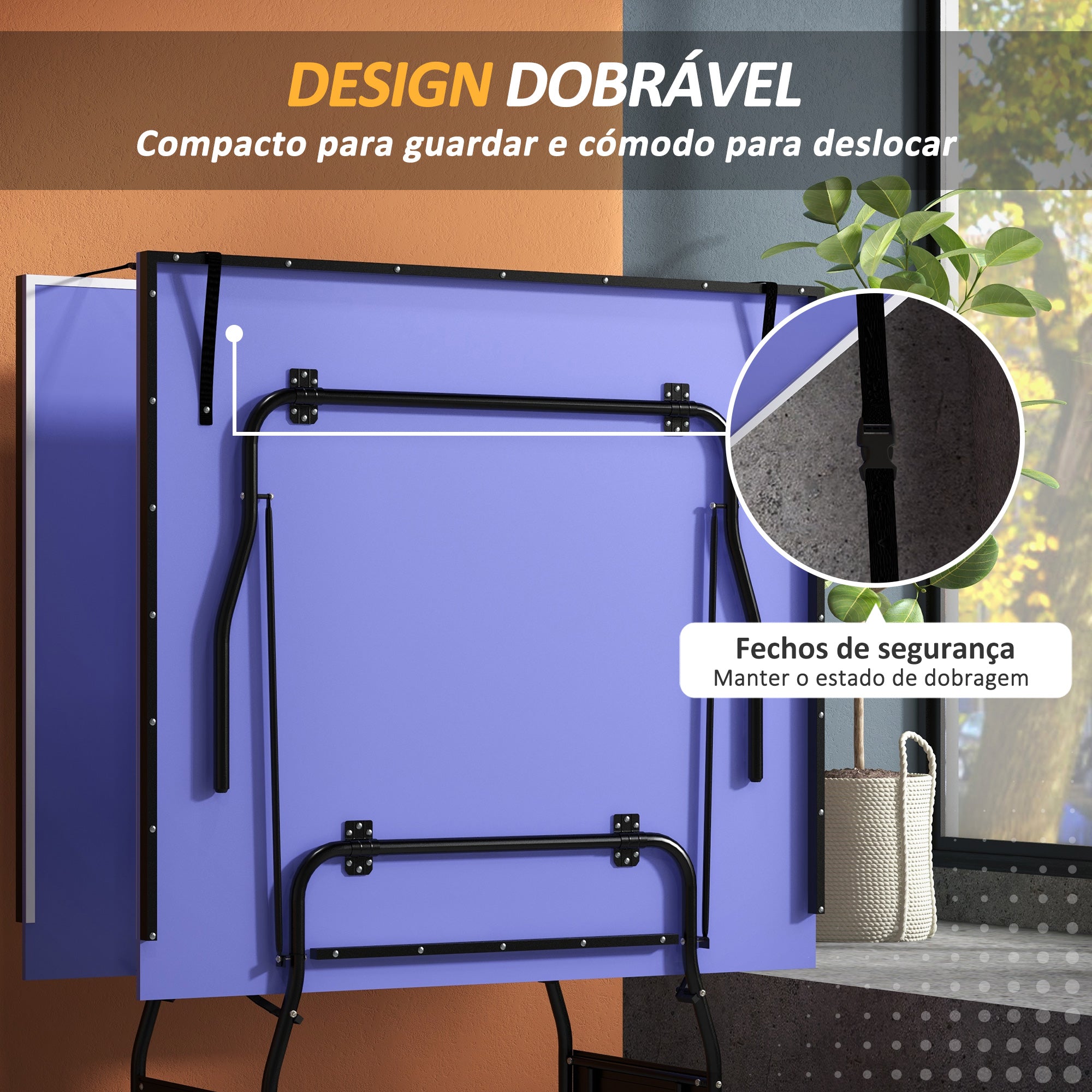 Mesa de Ping Pong Dobrável Profissional 274x152,5x76 cm - Azul