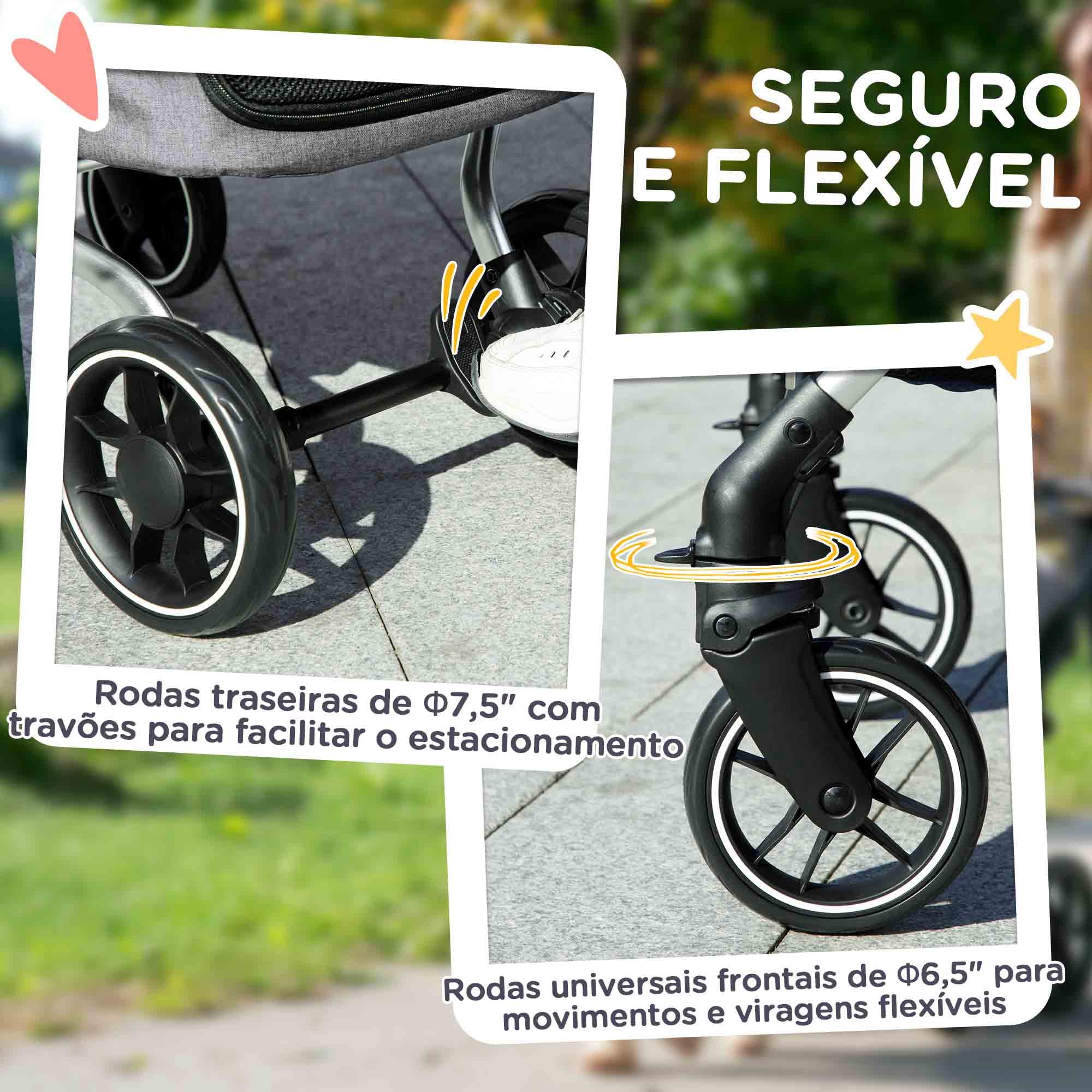 Carrinho de Passeio para Cães Pequenos Dobrável 80x48,5x106 cm - Cinza Claro