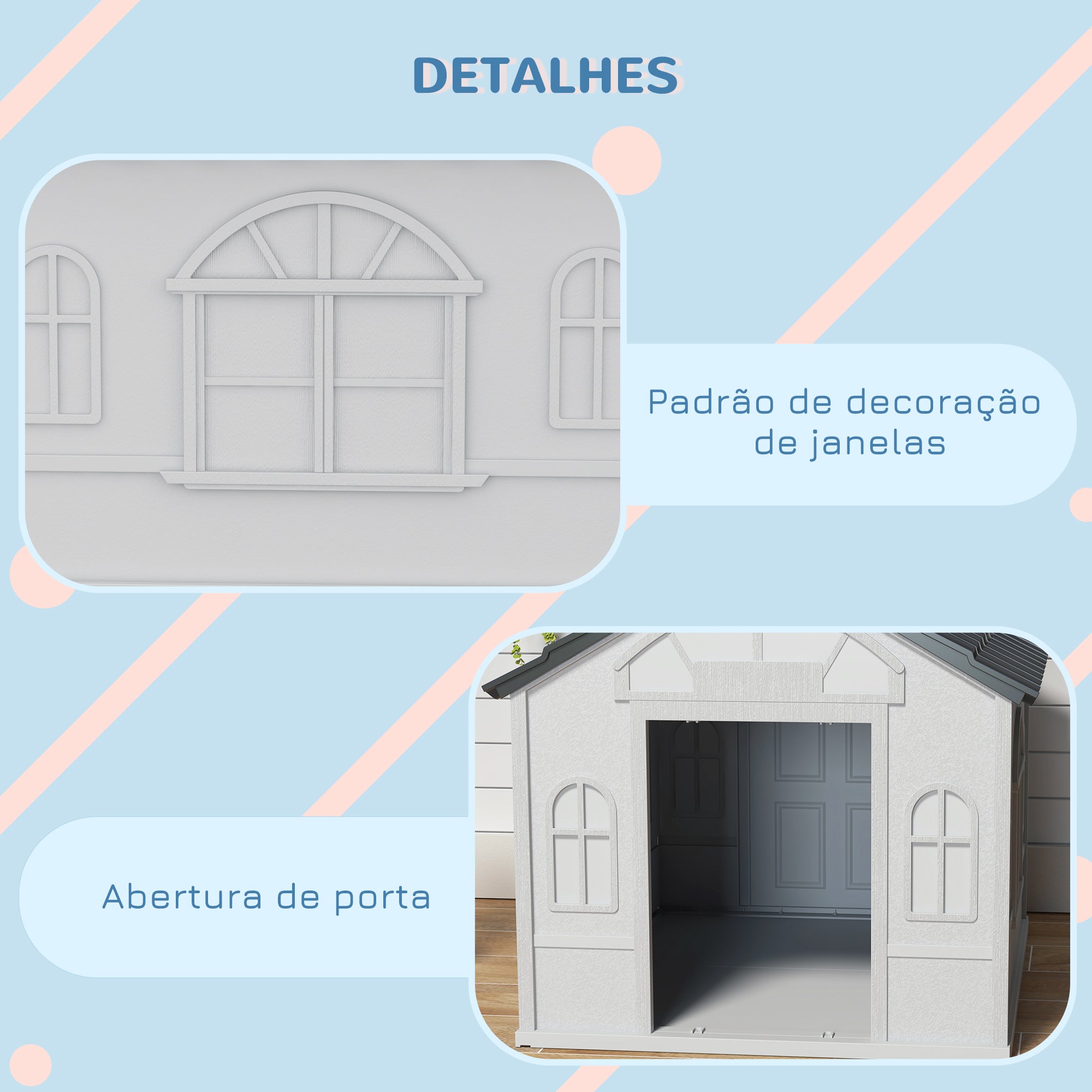Casa para Cães – 84,2x98,2x82 cm – Cor Cinzento – Plástico